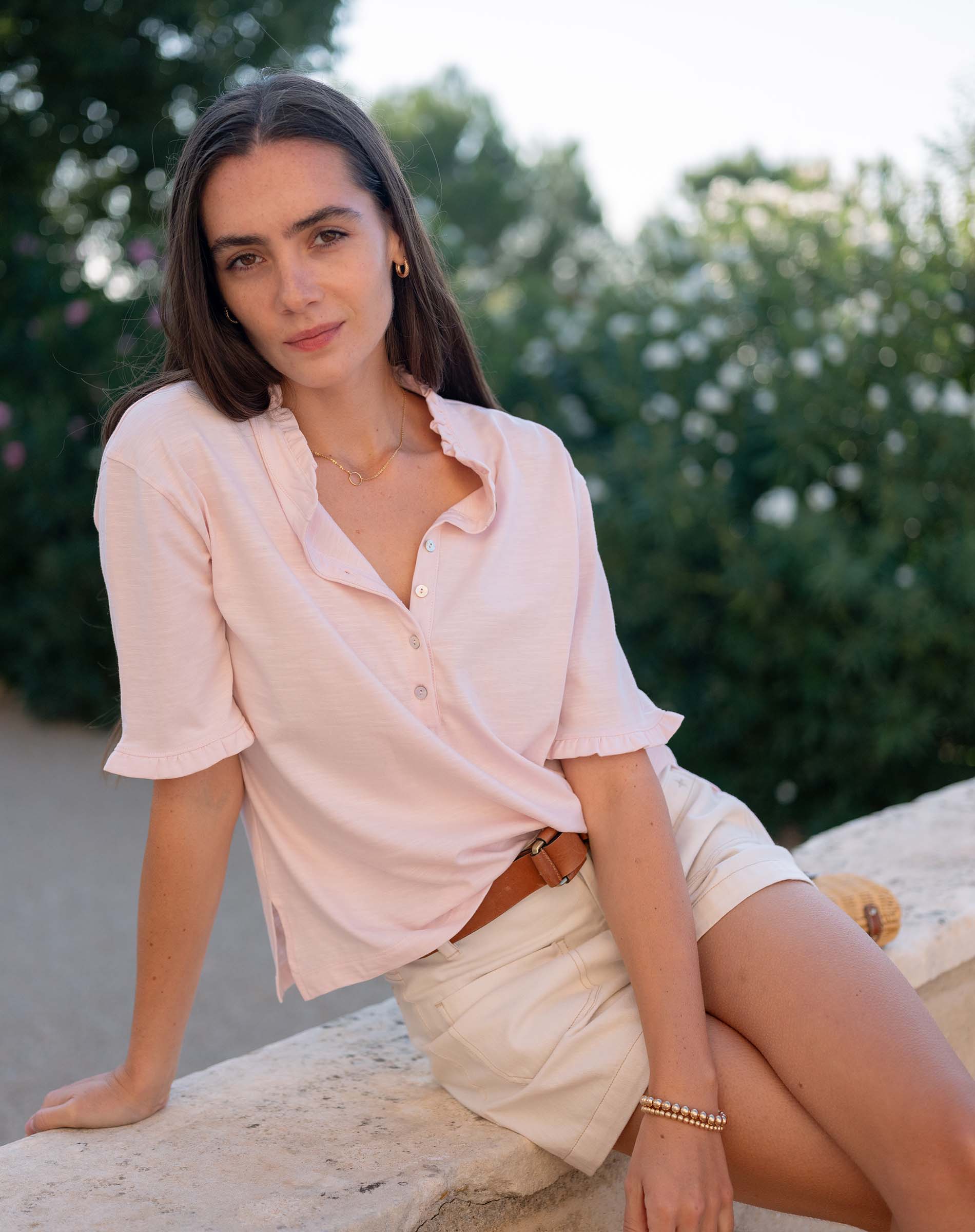 Josephine Ruffle Henley Tee
