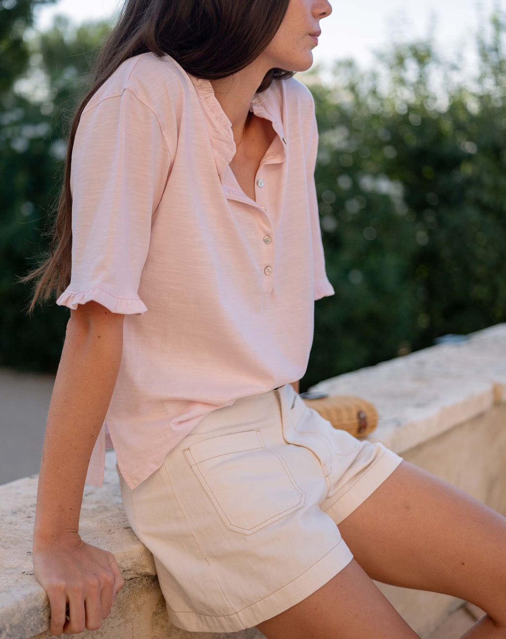 Josephine Ruffle Henley Tee
