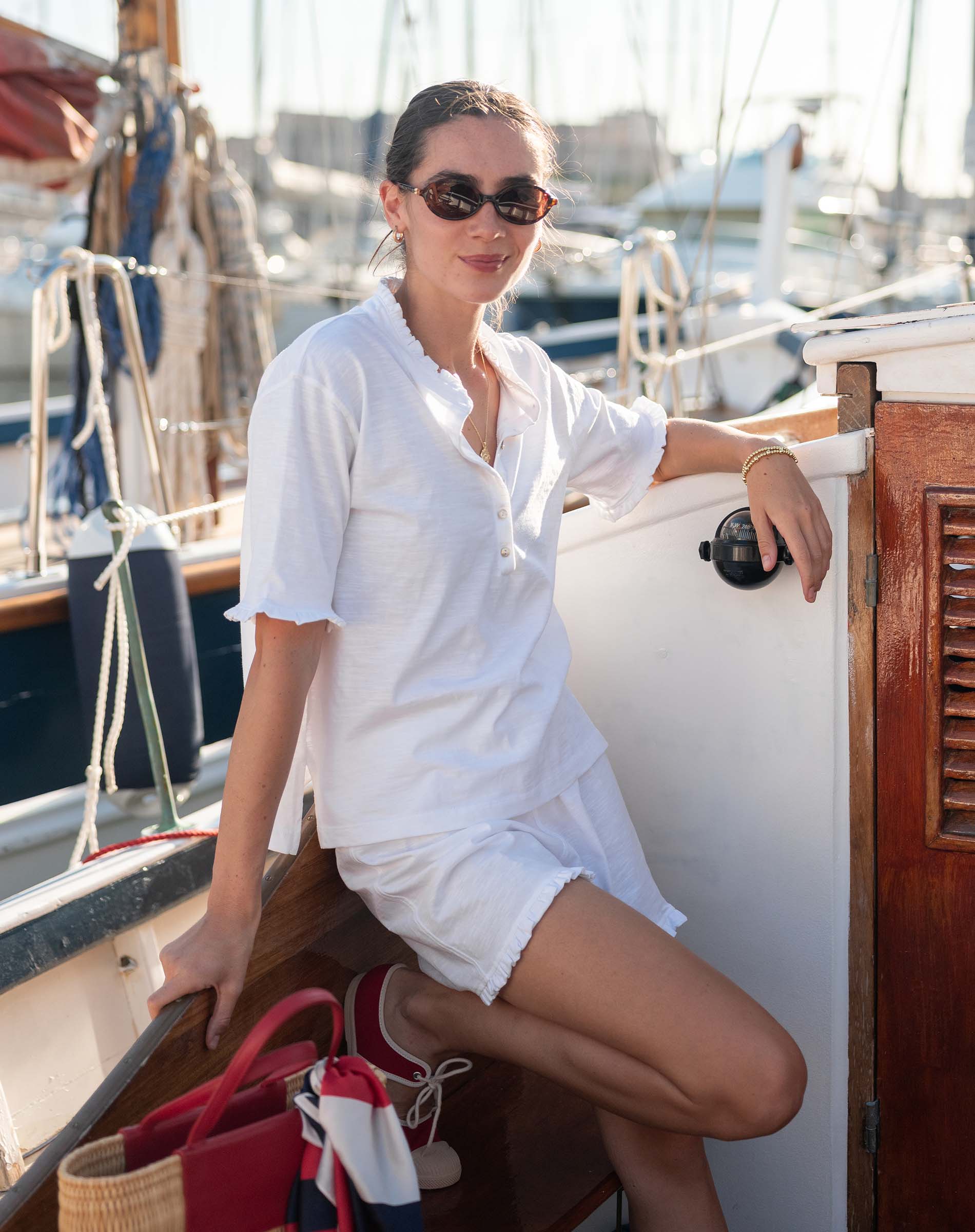 Josephine Ruffle Henley Tee