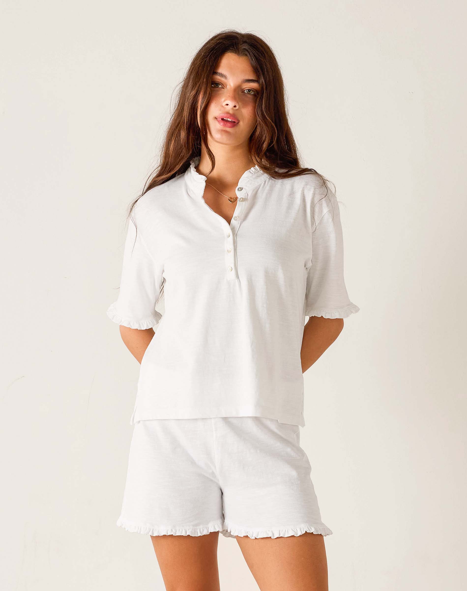 Josephine Ruffle Henley Tee