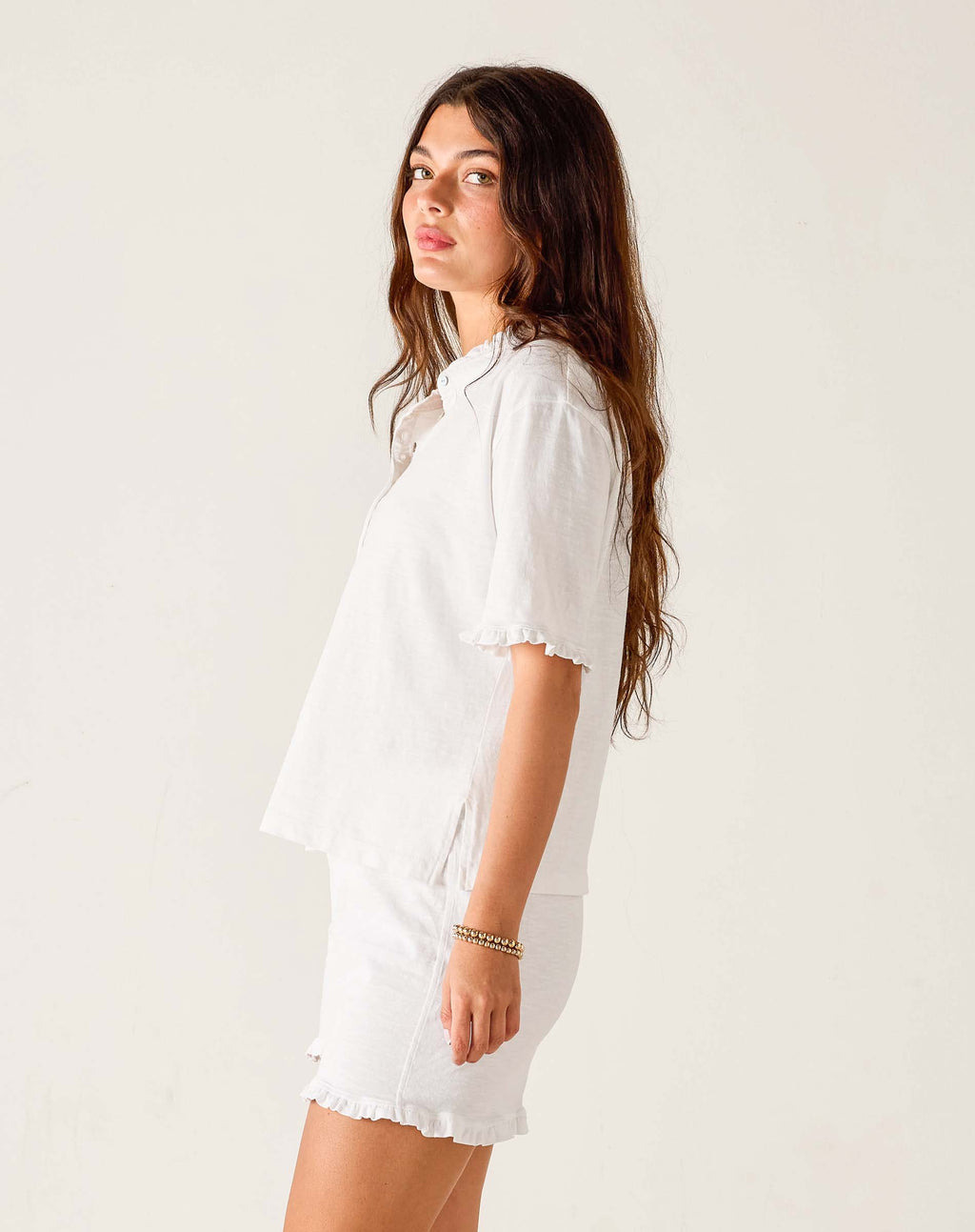 Josephine Ruffle Henley Tee
