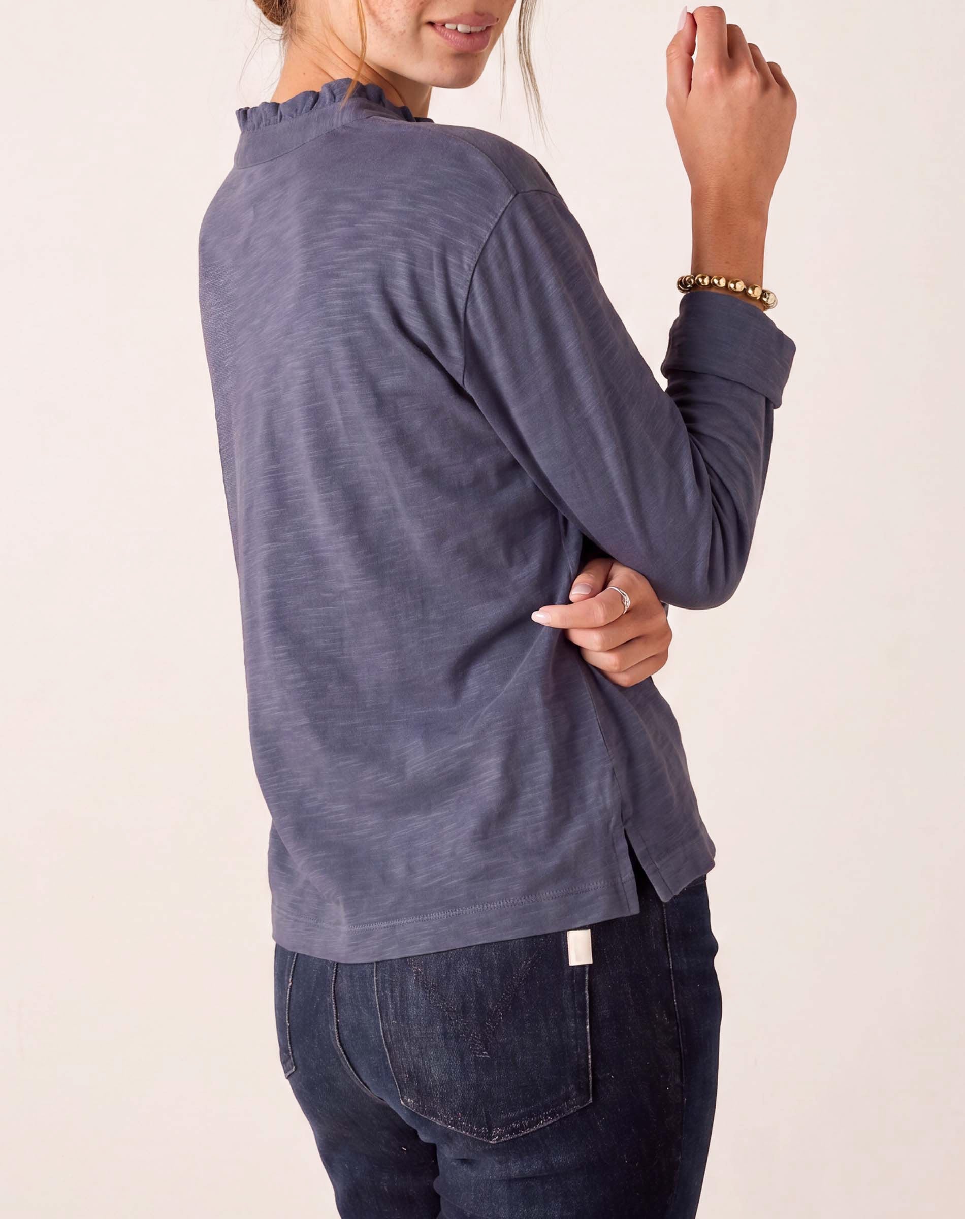 Josephine Long Sleeve Ruffle Henley