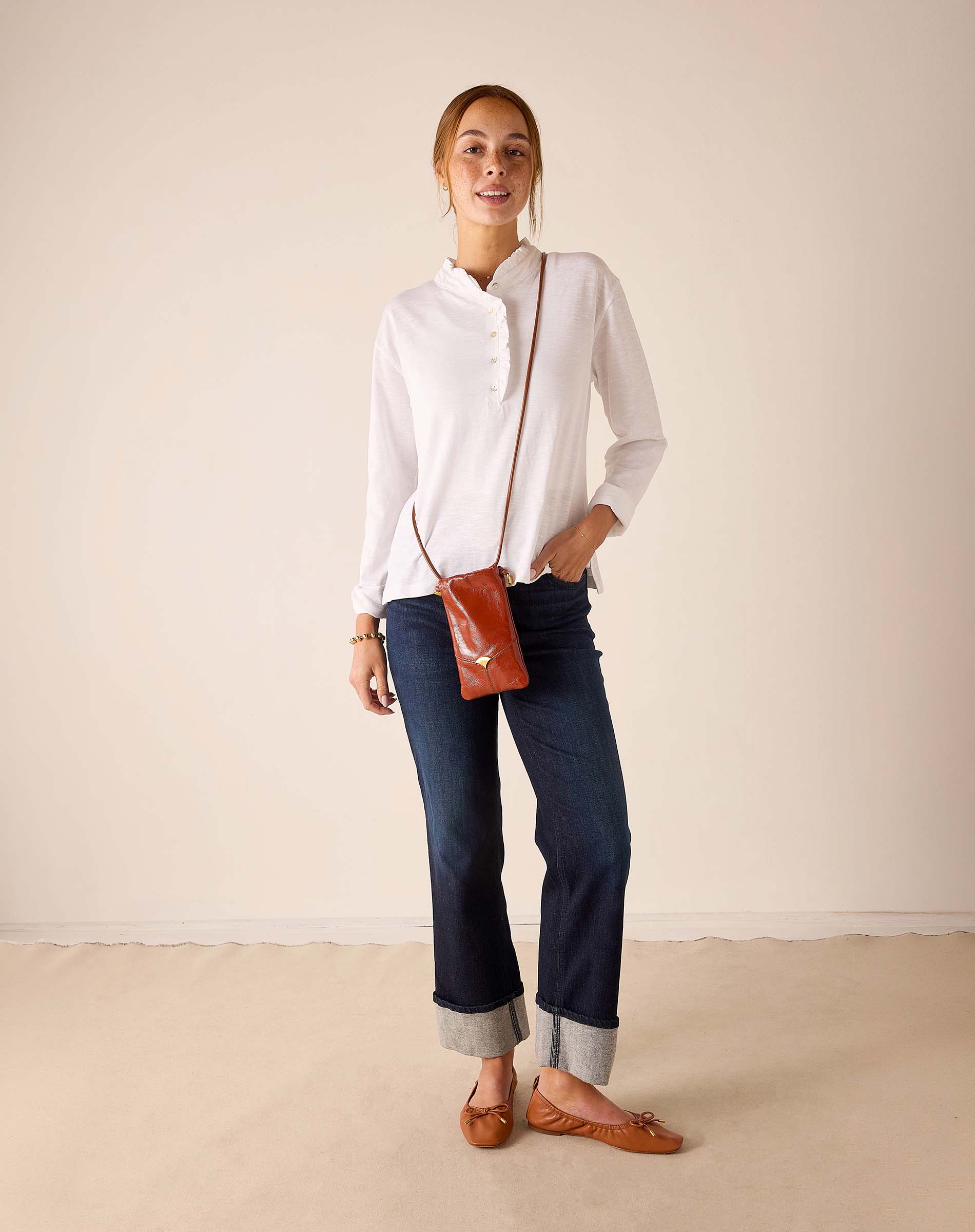 Josephine Long Sleeve Ruffle Henley