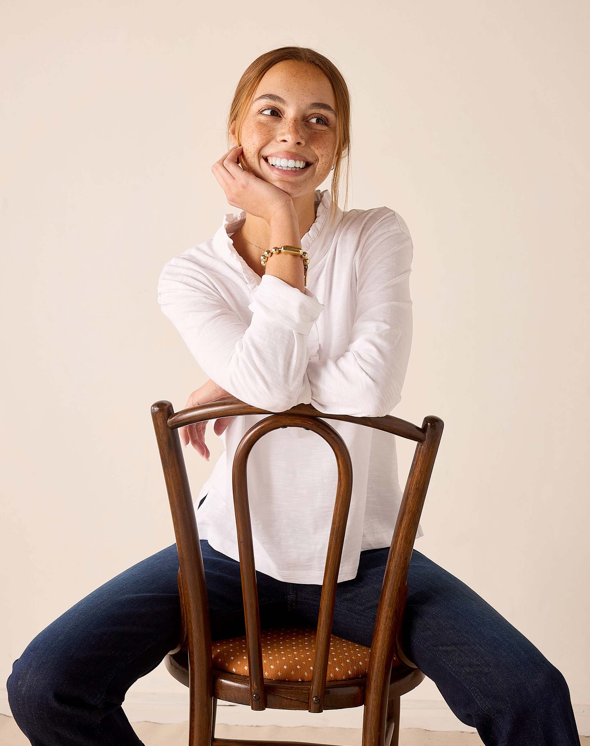 Josephine Long Sleeve Ruffle Henley