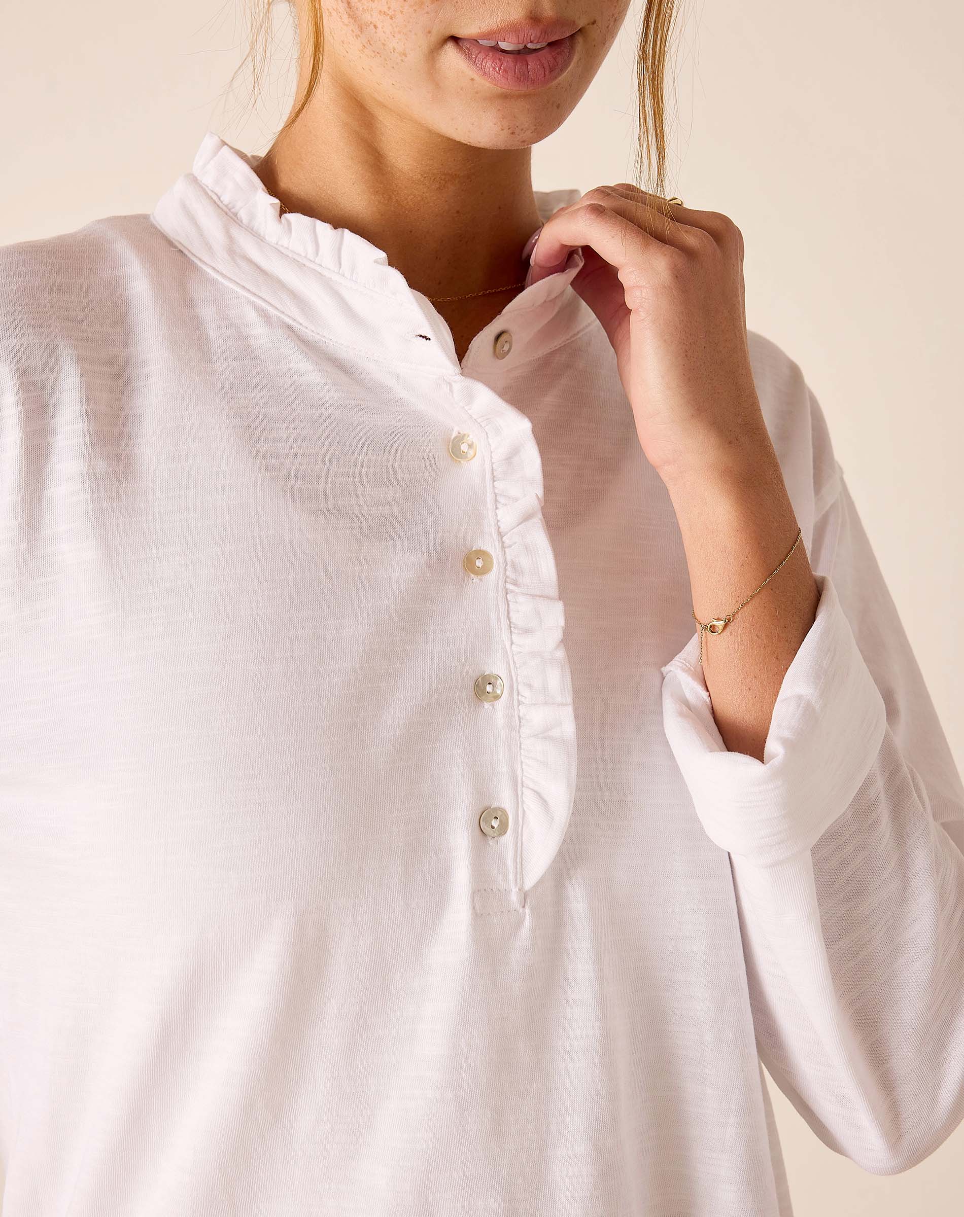 Josephine Long Sleeve Ruffle Henley