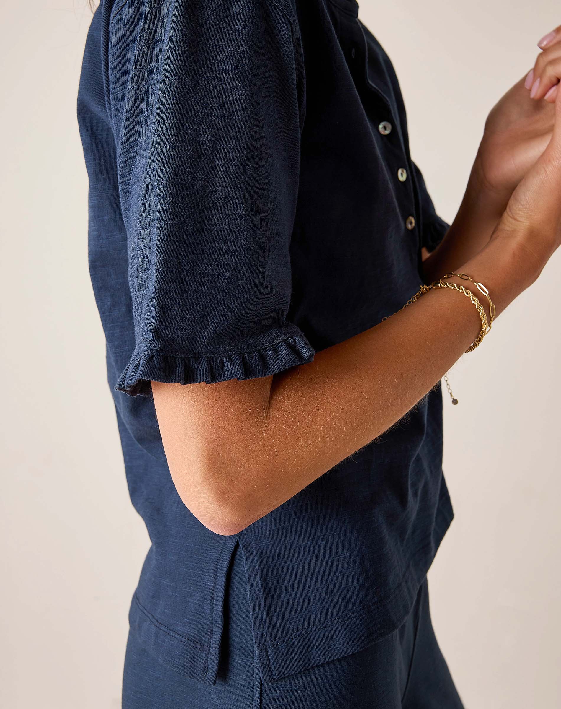 Josephine Ruffle Henley Tee