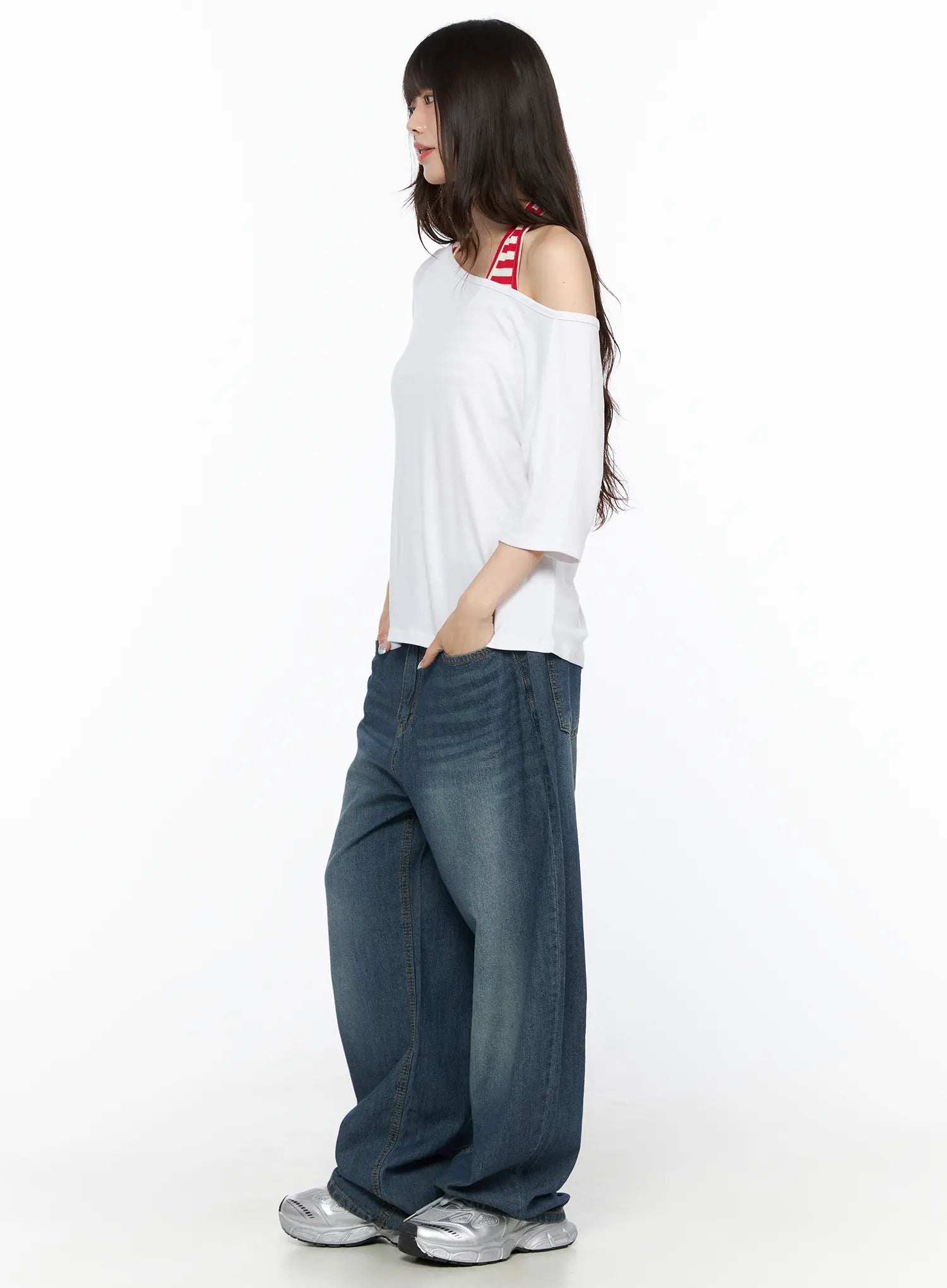 Ace Washed Wide Leg Jeans CL522