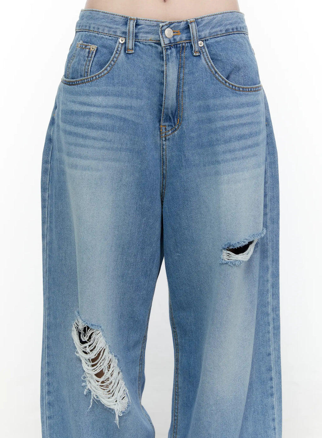 Arden Distressed High-Waist Baggy Jeans IL522
