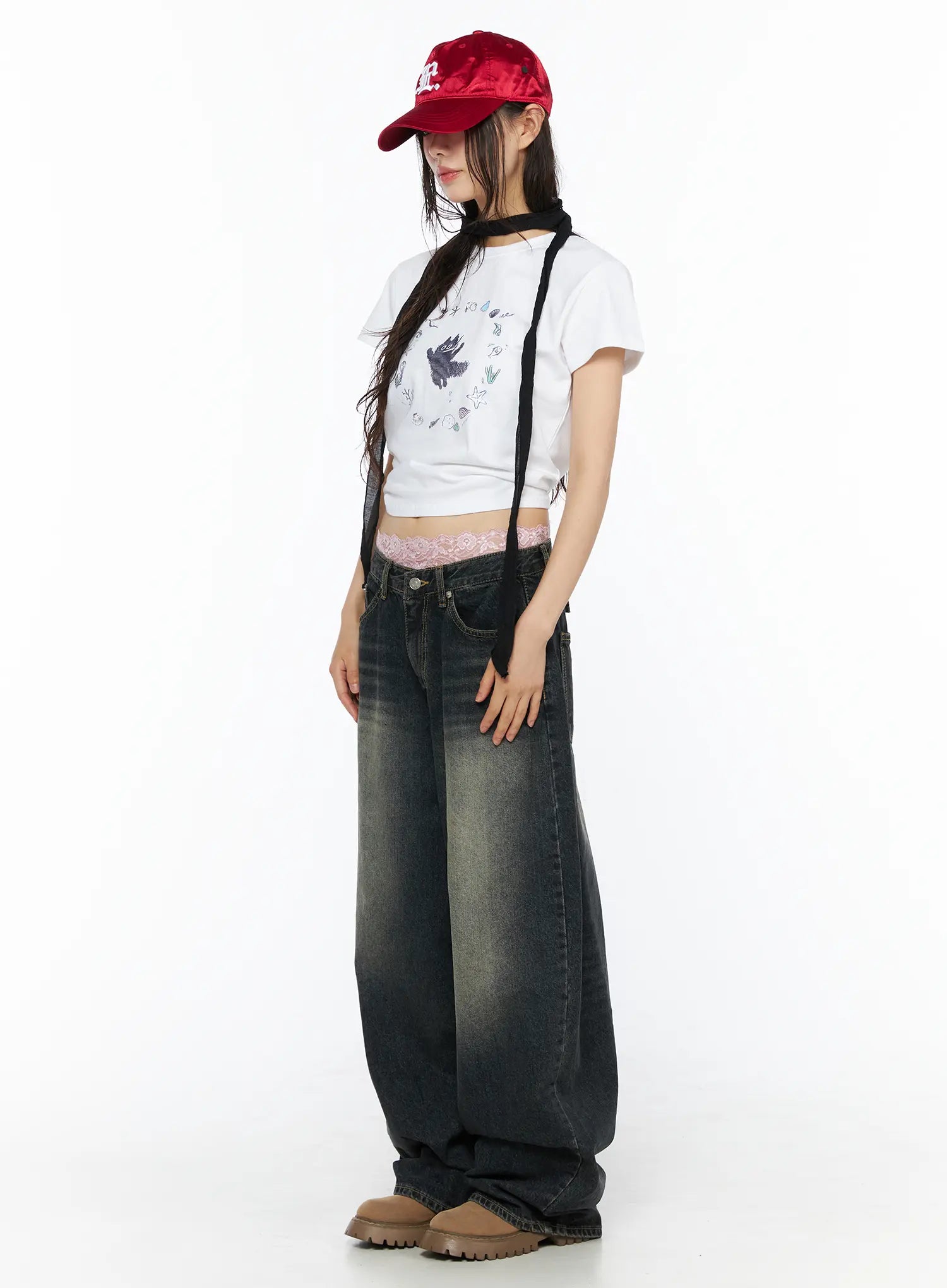 Avie Vintage Wash Wide Leg Jeans CU530