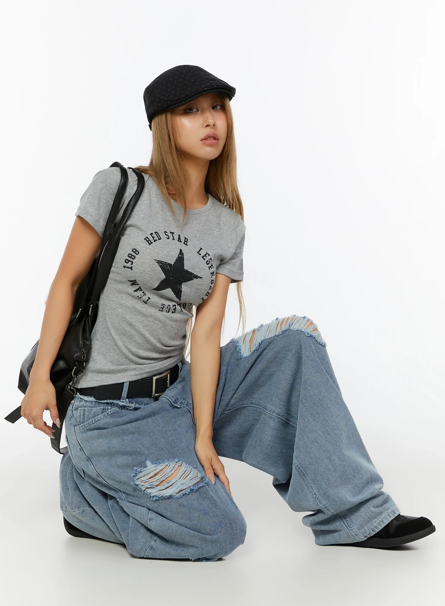 Gale Distressed Wide Leg Jeans IL530