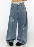 Gale Distressed Wide Leg Jeans IL530