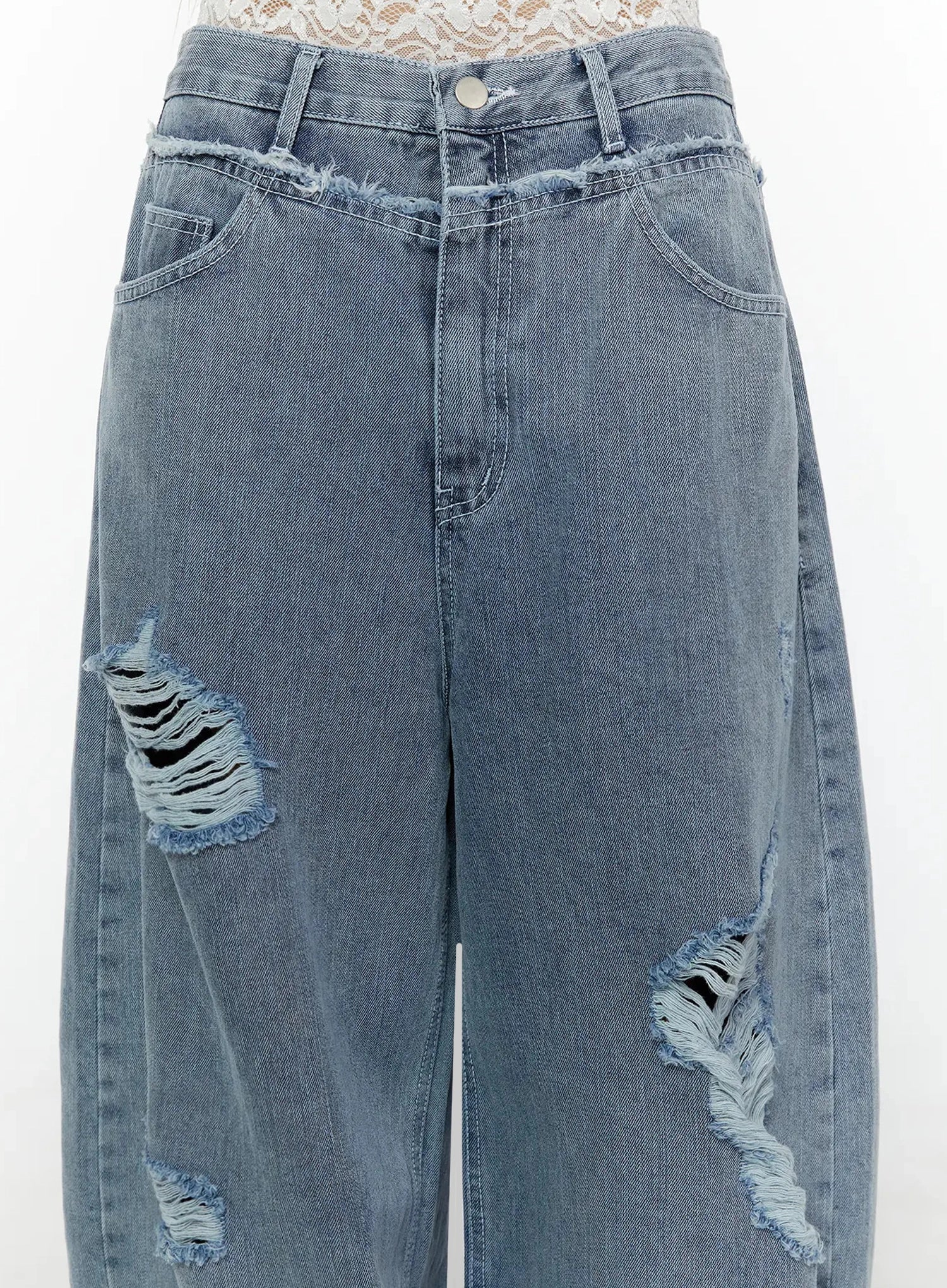 Gale Distressed Wide Leg Jeans IL530