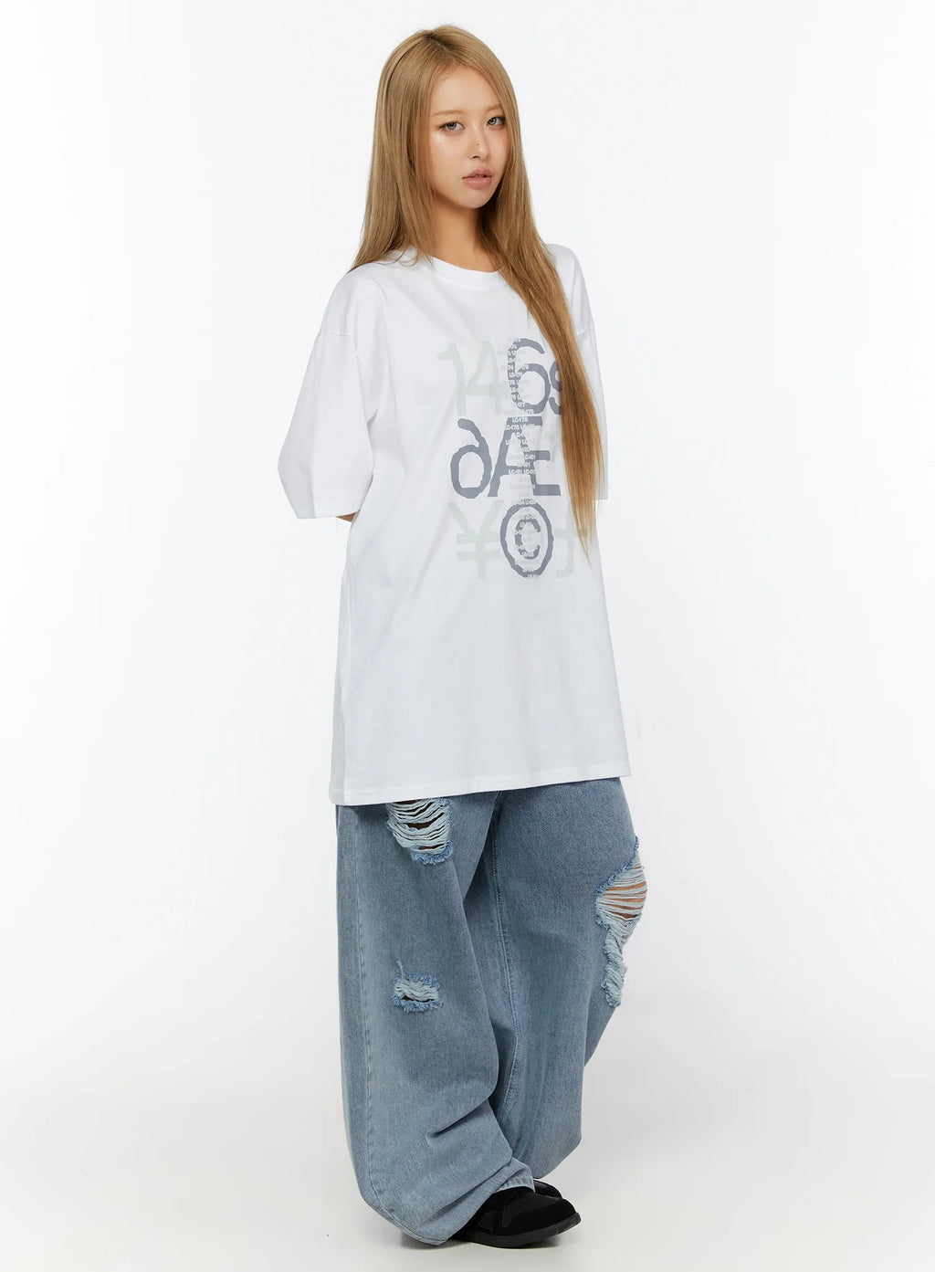 Gale Distressed Wide Leg Jeans IL530