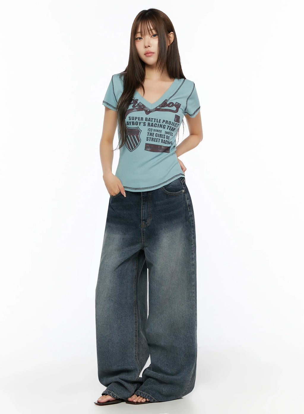 Greer Vintage Wash Baggy Jeans IL523