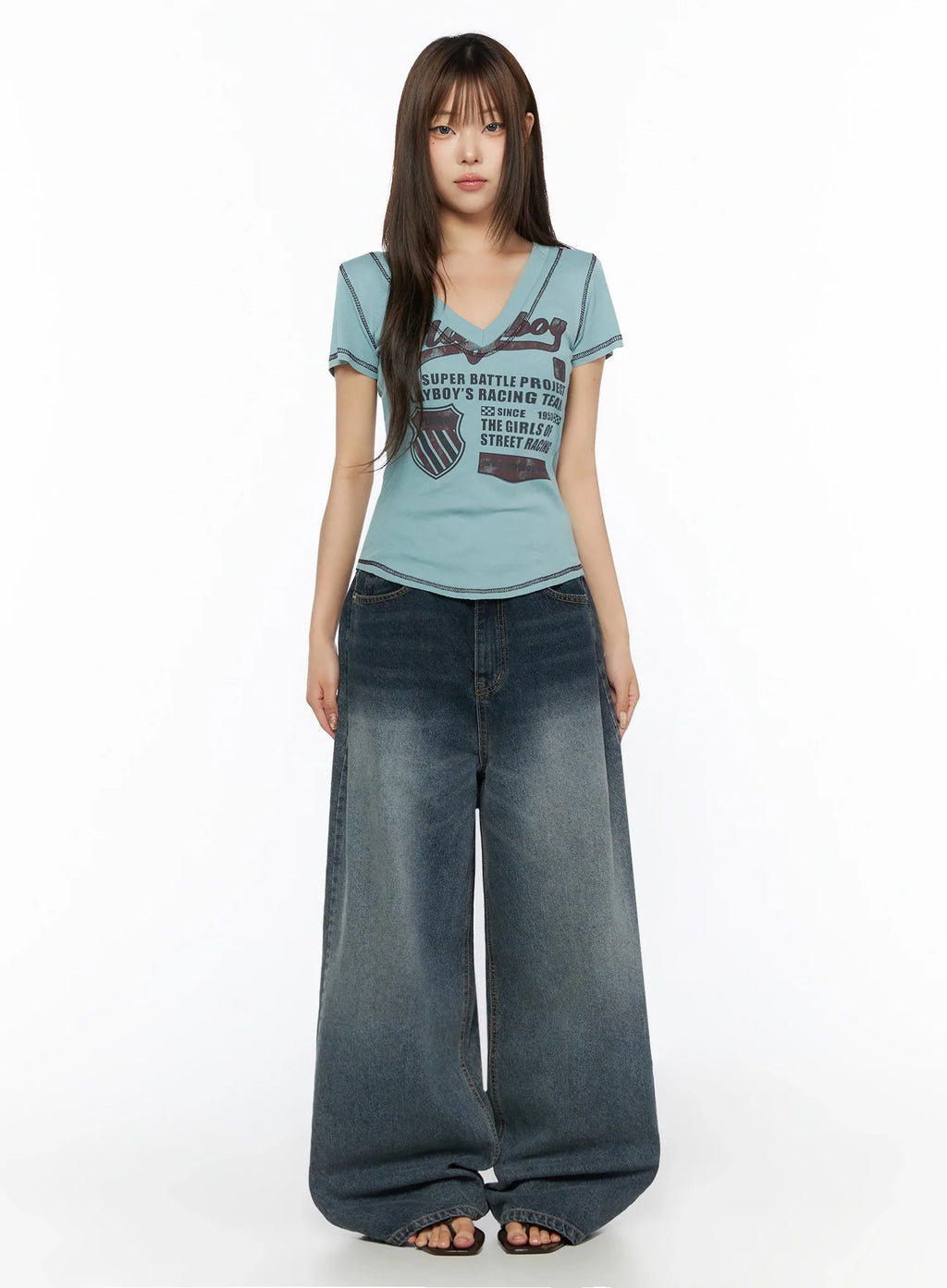 Greer Vintage Wash Baggy Jeans IL523