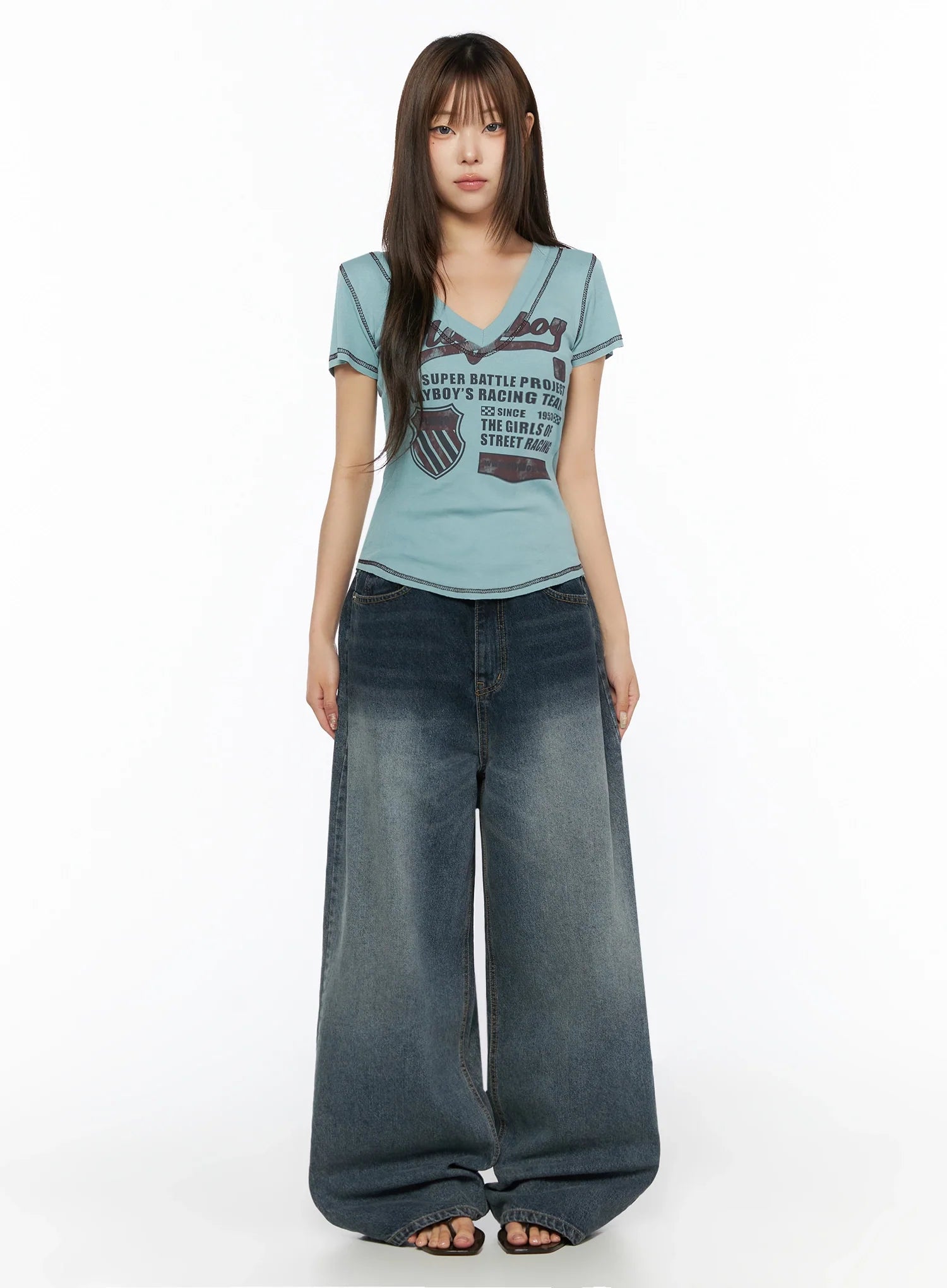Greer Vintage Wash Baggy Jeans IL523