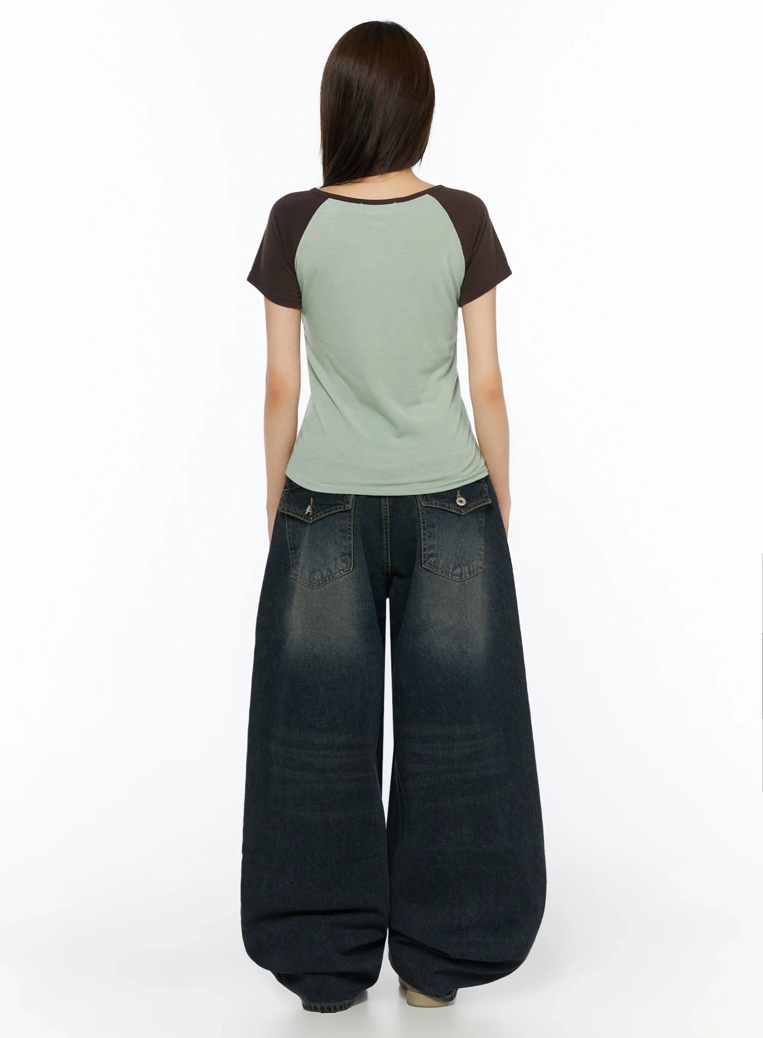 Jan Back Pocket Washed Wide Jeans IL515