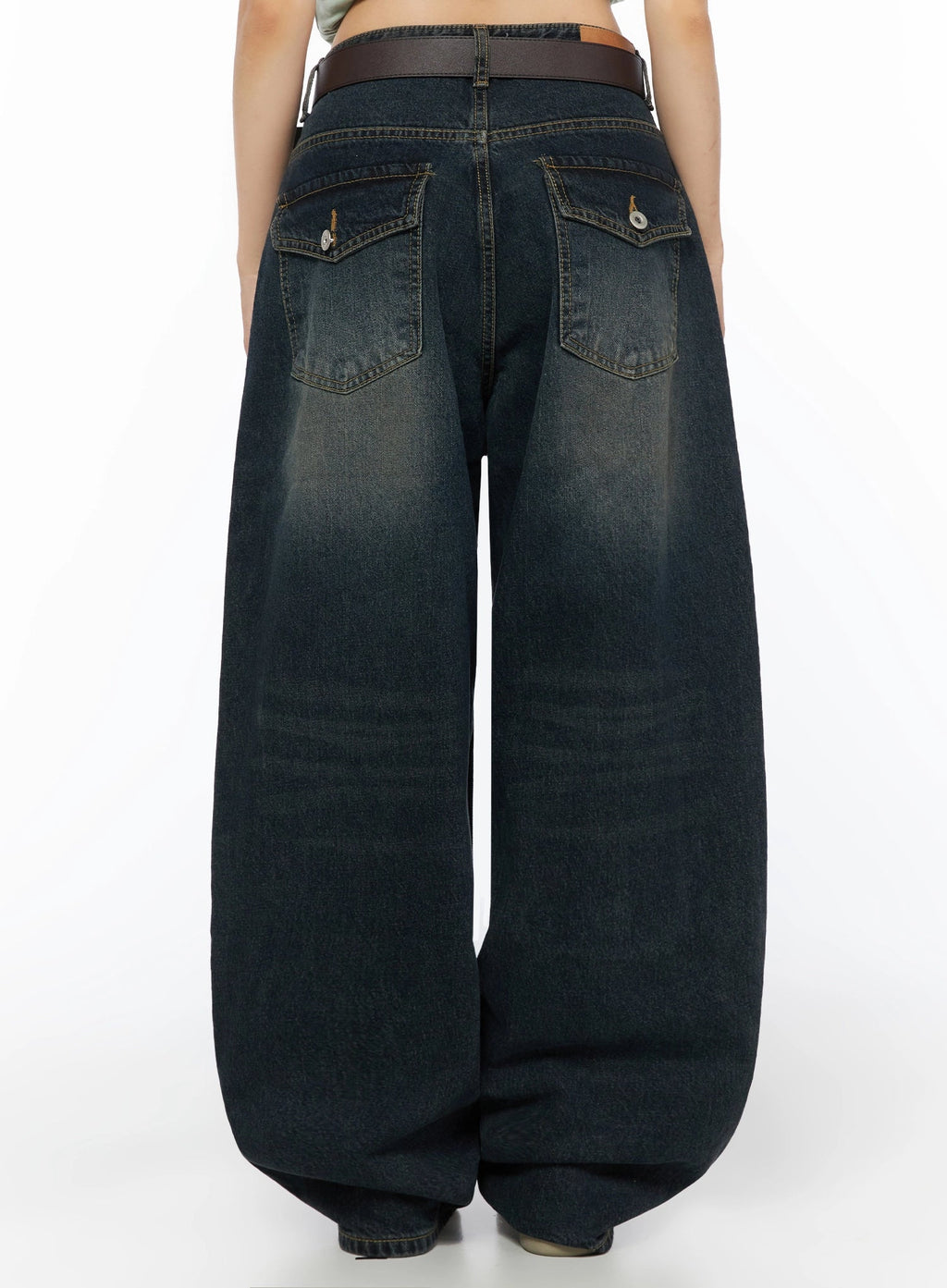 Jan Back Pocket Washed Wide Jeans IL515