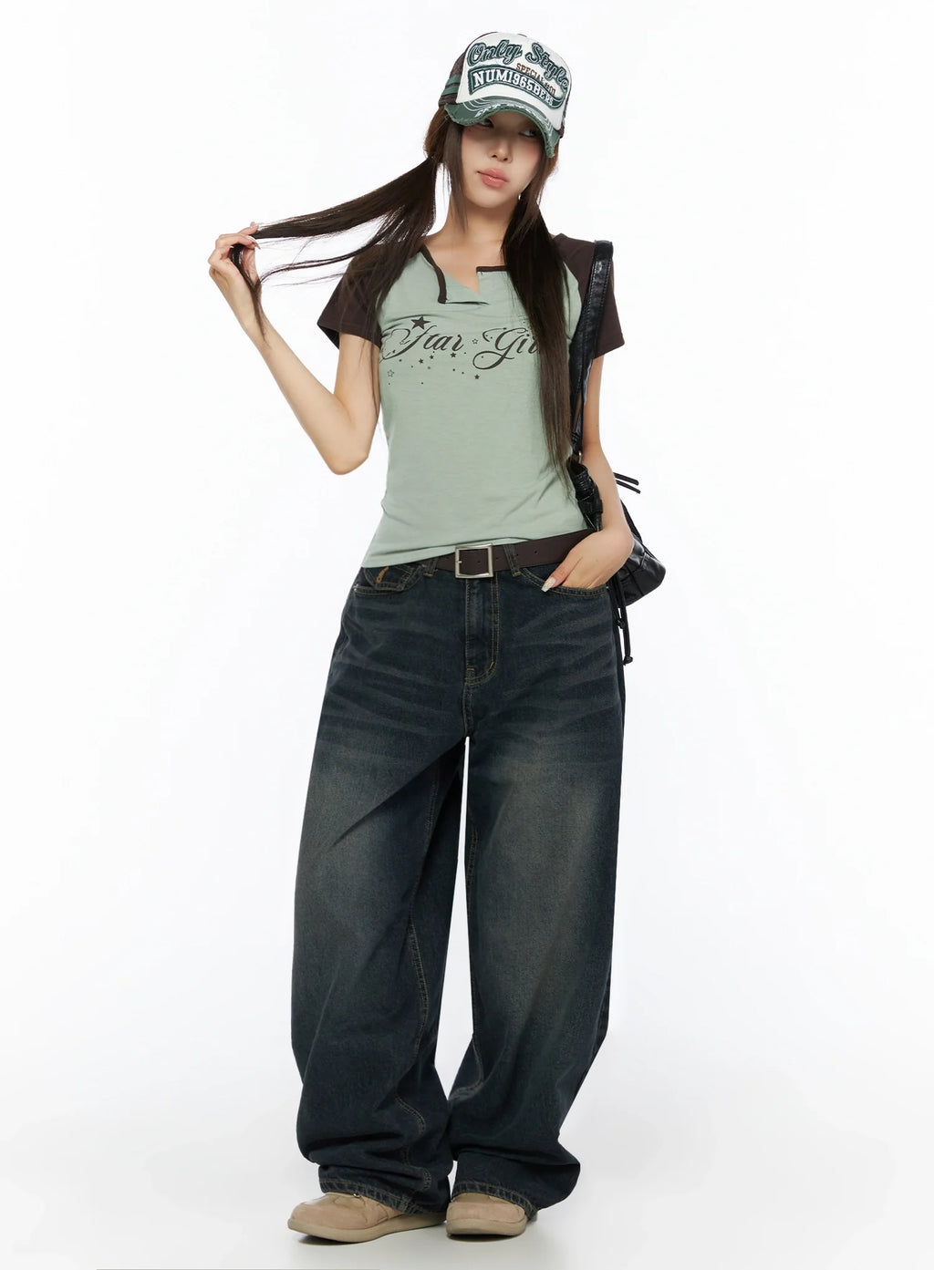 Jan Back Pocket Washed Wide Jeans IL515