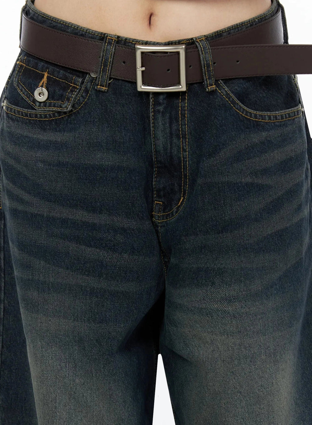 Jan Back Pocket Washed Wide Jeans IL515
