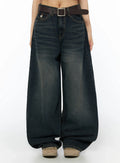 Jan Back Pocket Washed Wide Jeans IL515