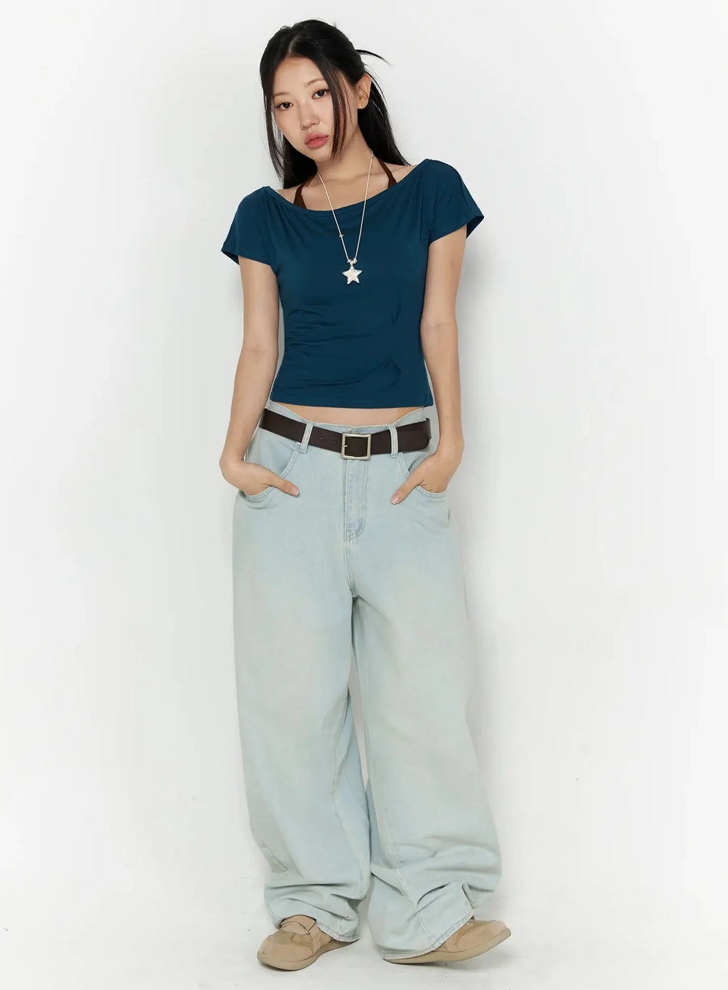Kaela Light Wash Baggy Jeans IG507