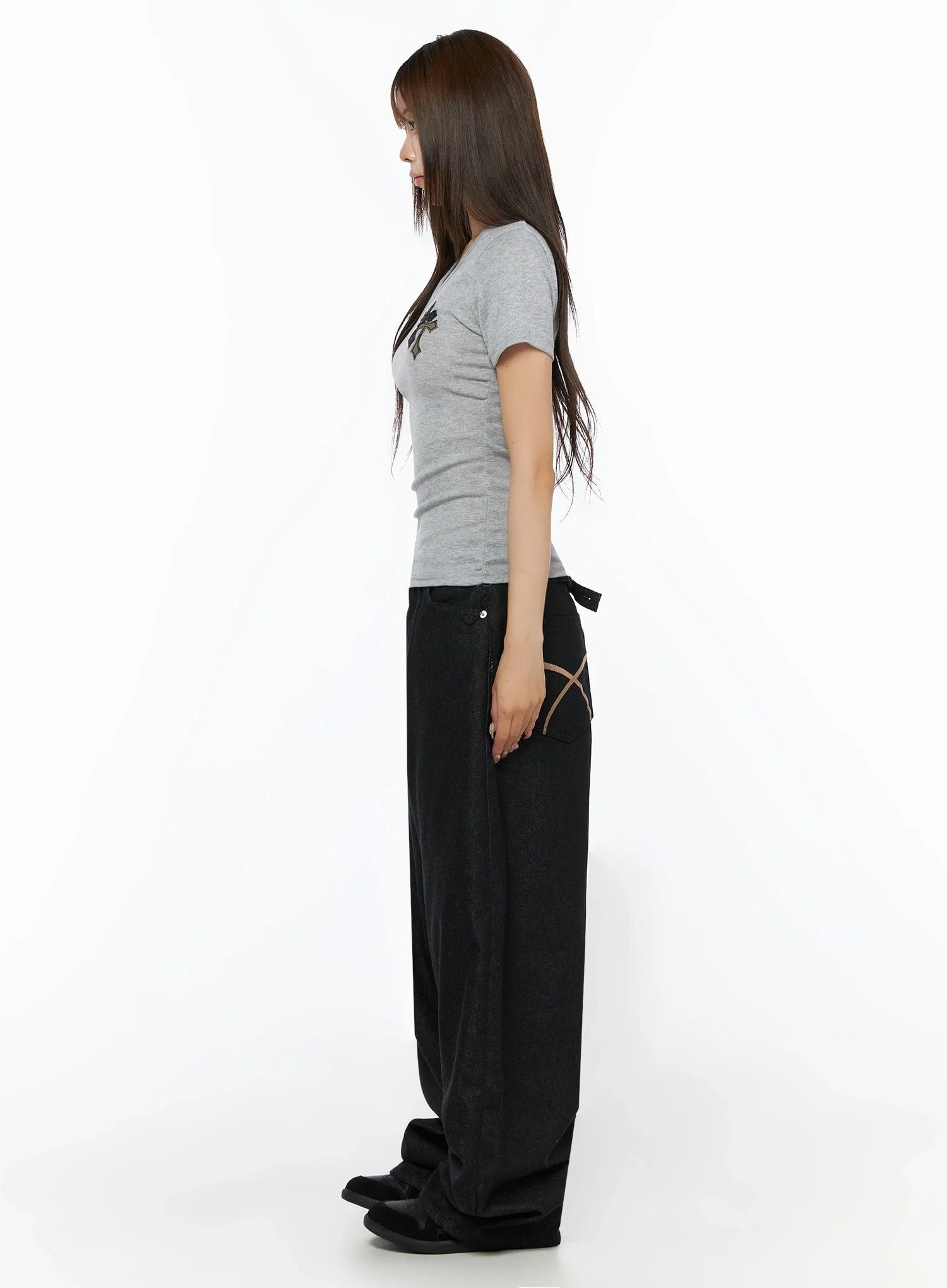 Kairo Back Buckle Wide Jeans IL515