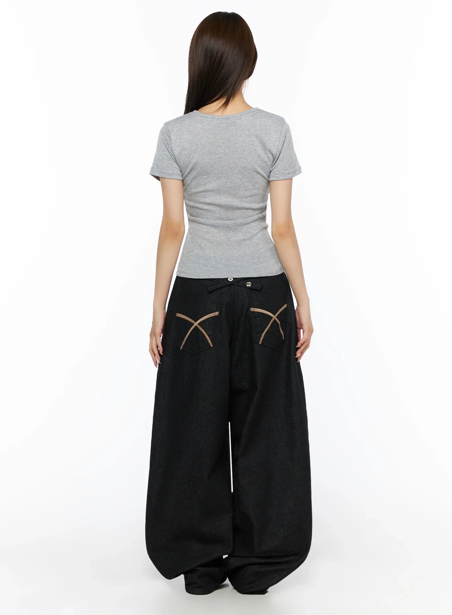 Kairo Back Buckle Wide Jeans IL515