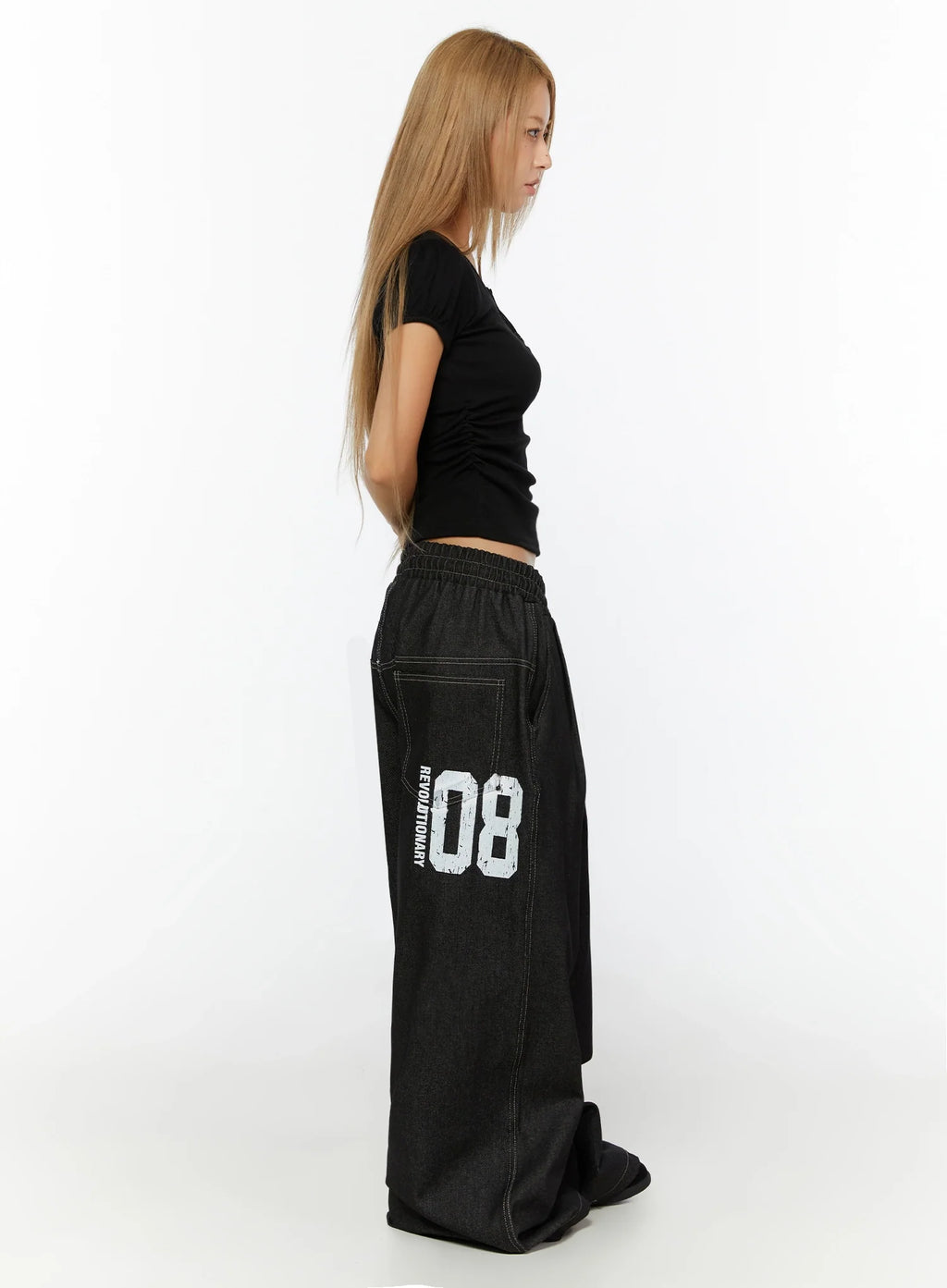 Kris Back Graphic Baggy Jeans IL524