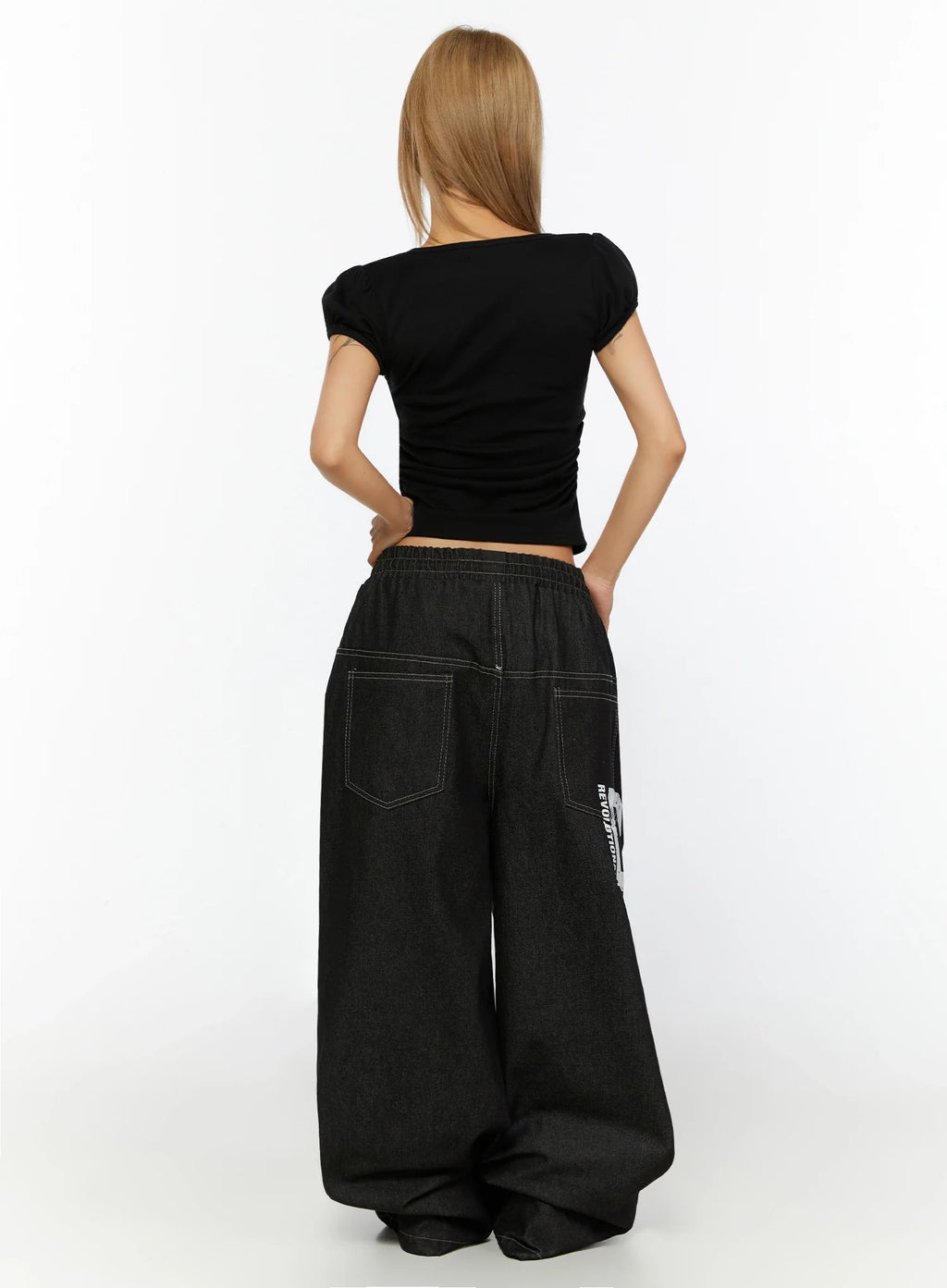 Kris Back Graphic Baggy Jeans IL524
