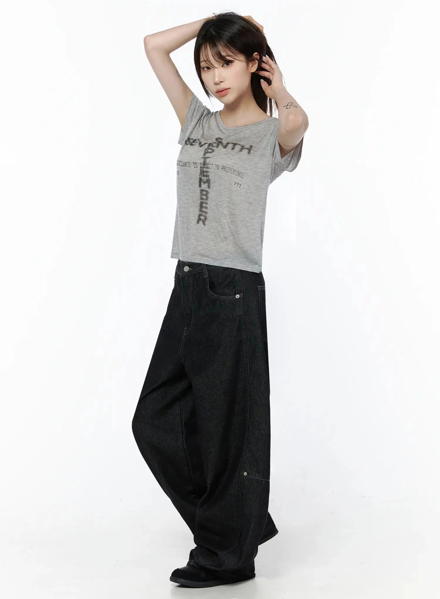 Maelani Rivet Wide Balloon Jeans IL502