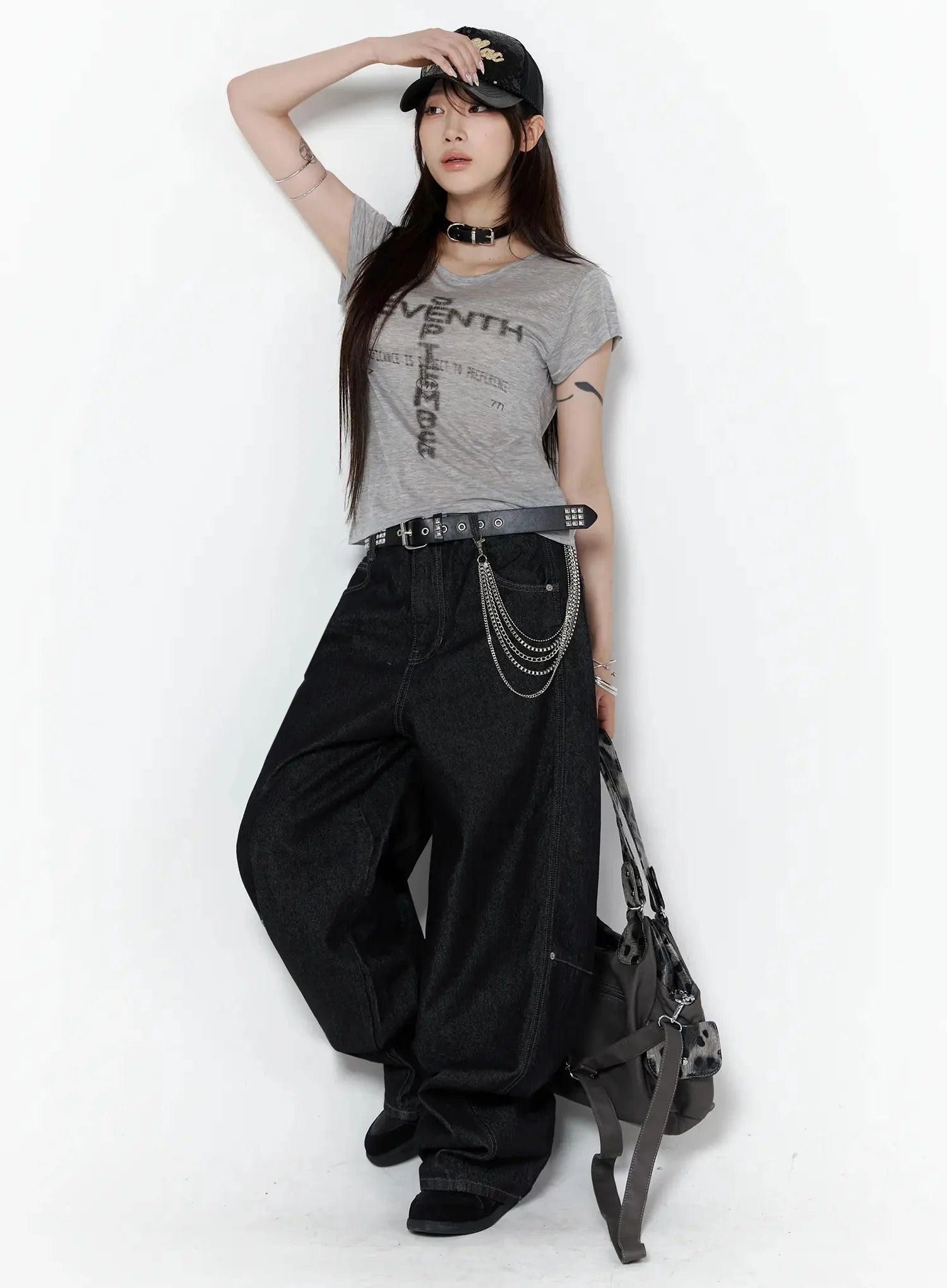 Maelani Rivet Wide Balloon Jeans IL502
