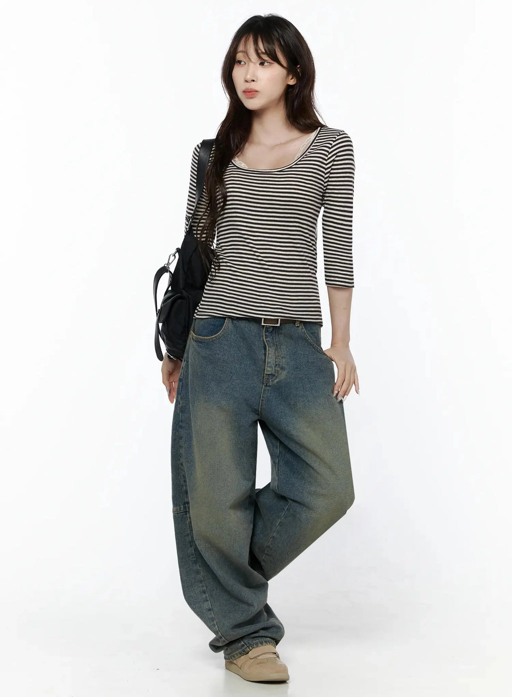 Marion Washed Wide-Leg Jeans IL506
