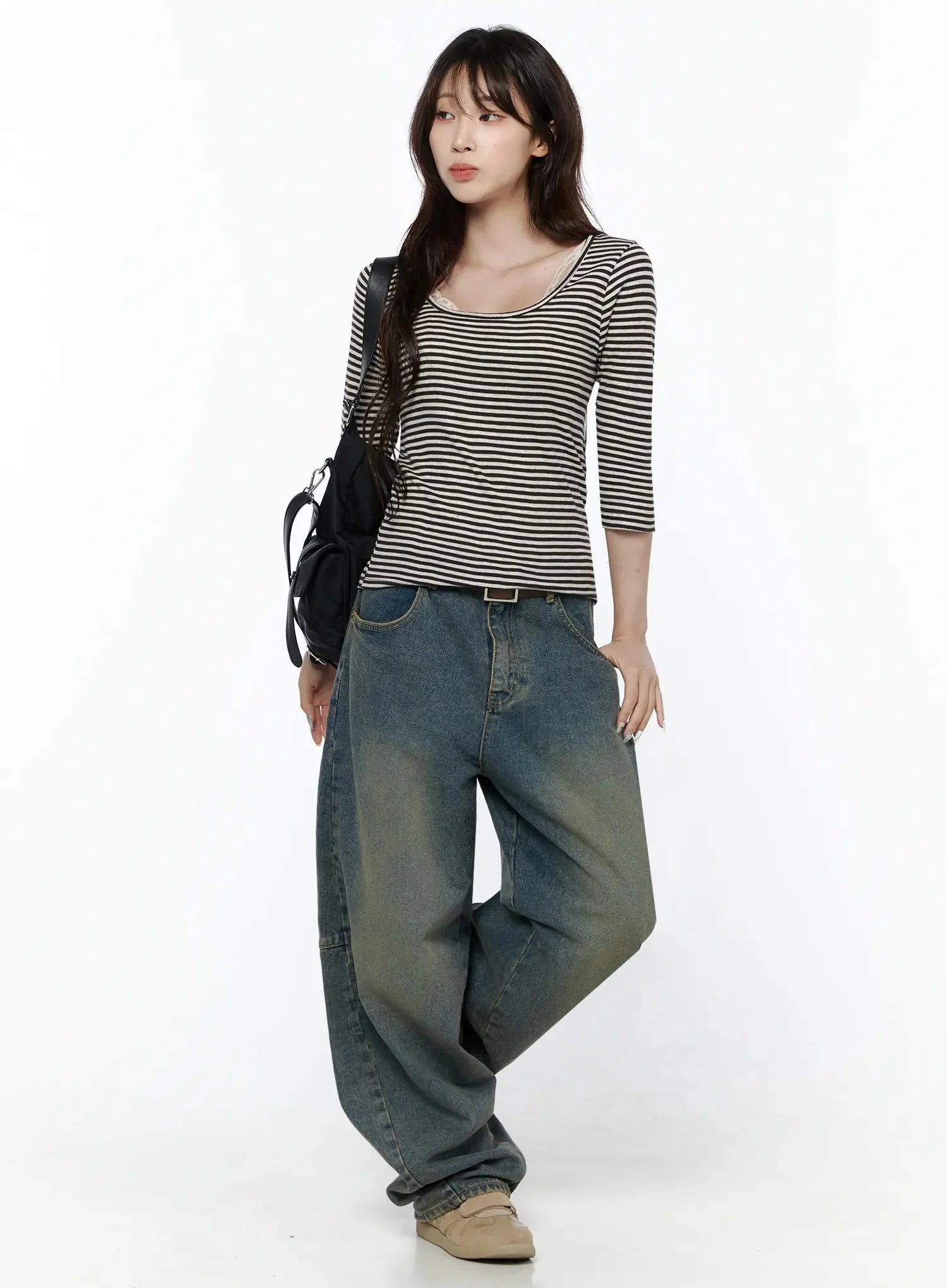 Marion Washed Wide-Leg Jeans IL506