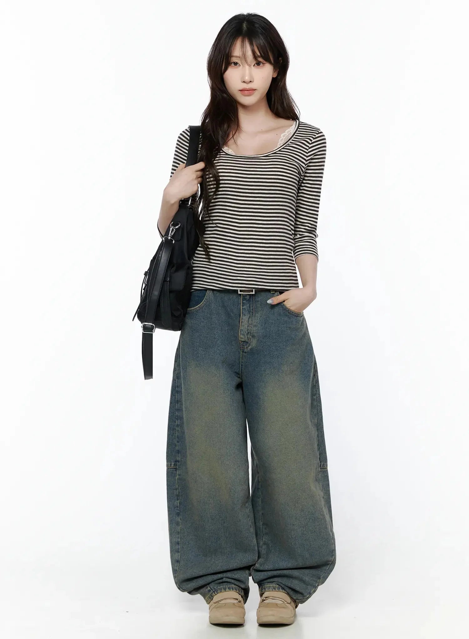 Marion Washed Wide-Leg Jeans IL506