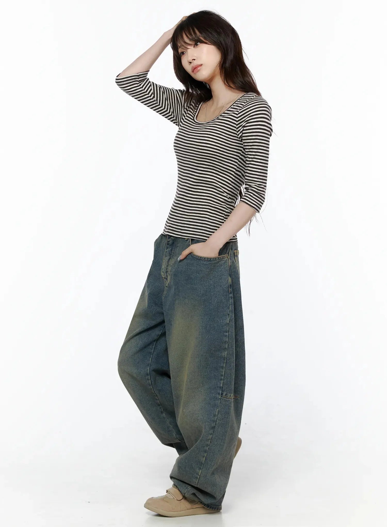 Marion Washed Wide-Leg Jeans IL506