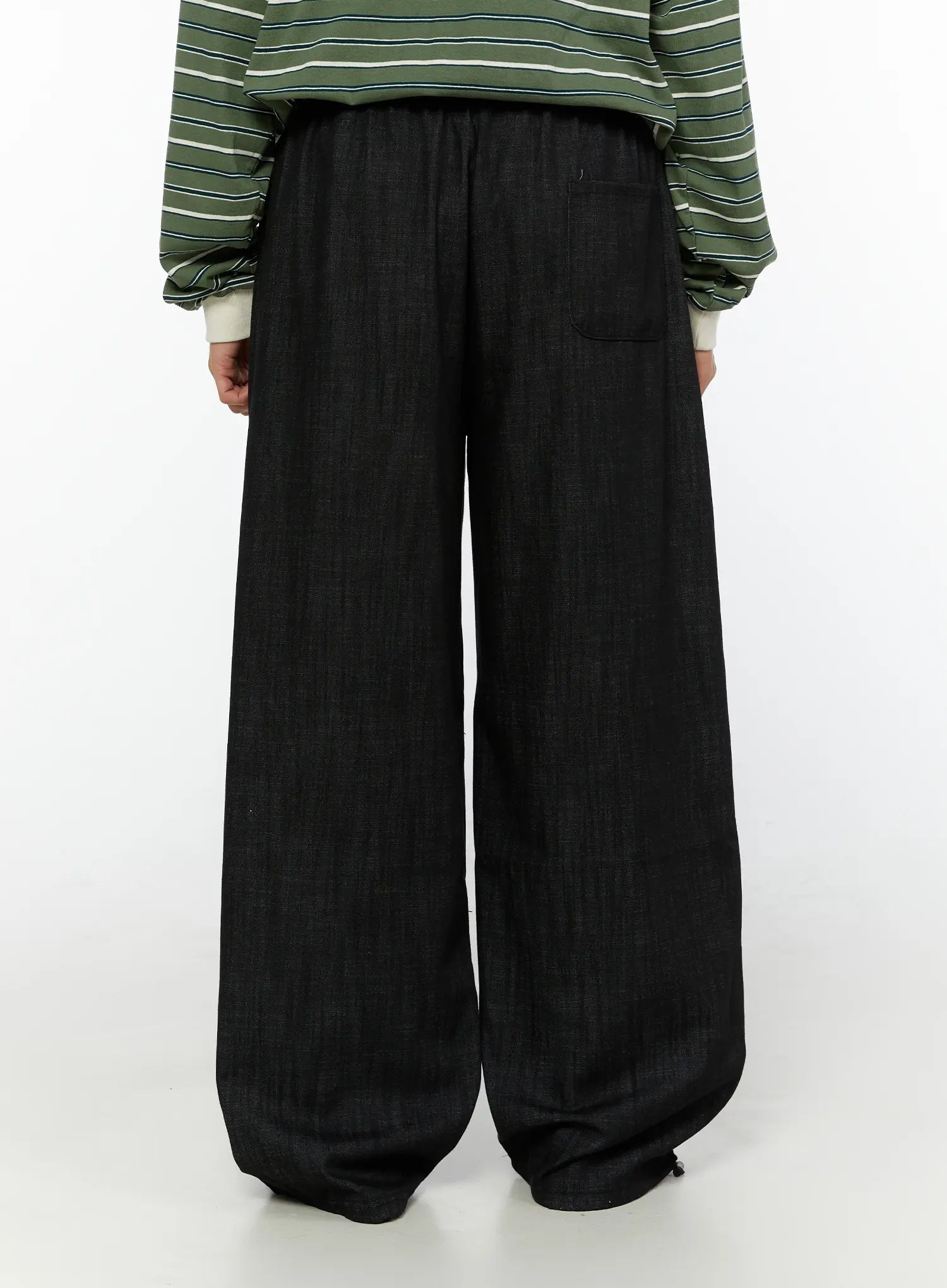Men's Drawstring Dark Wash Wide Jeans IG505