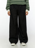 Men's Drawstring Dark Wash Wide Jeans IG505