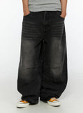Men's Leon Dark Wash Baggy Jeans IG507