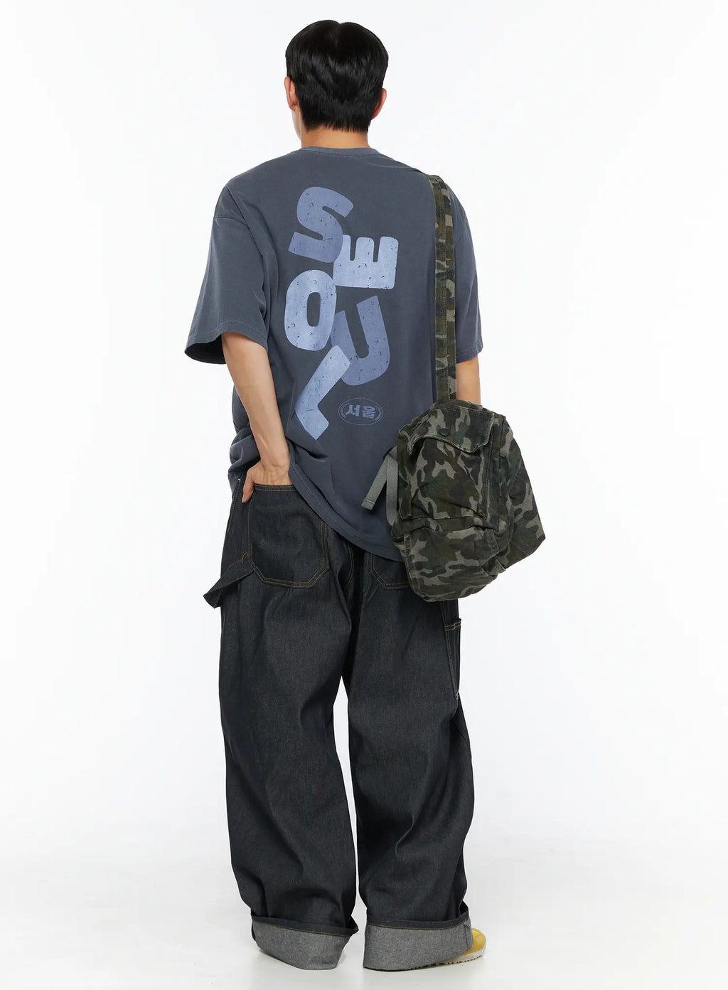 Men's Washed Wide Leg Jeans IL510