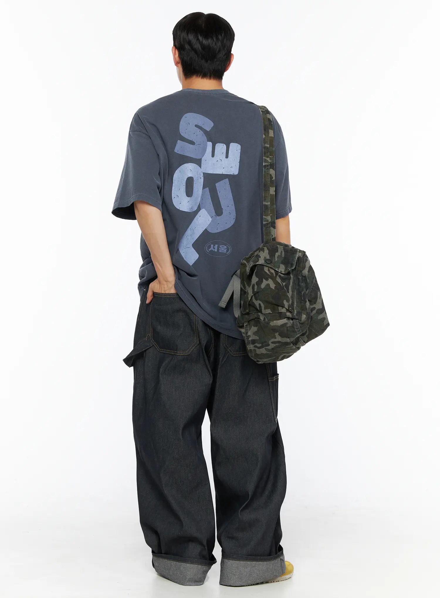 Men's Washed Wide Leg Jeans IL510