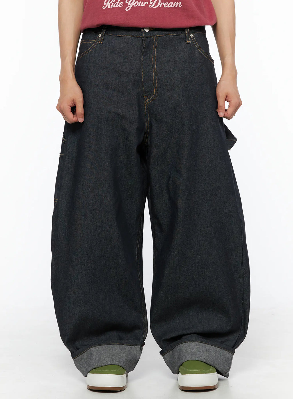 Men's Washed Wide Leg Jeans IL510