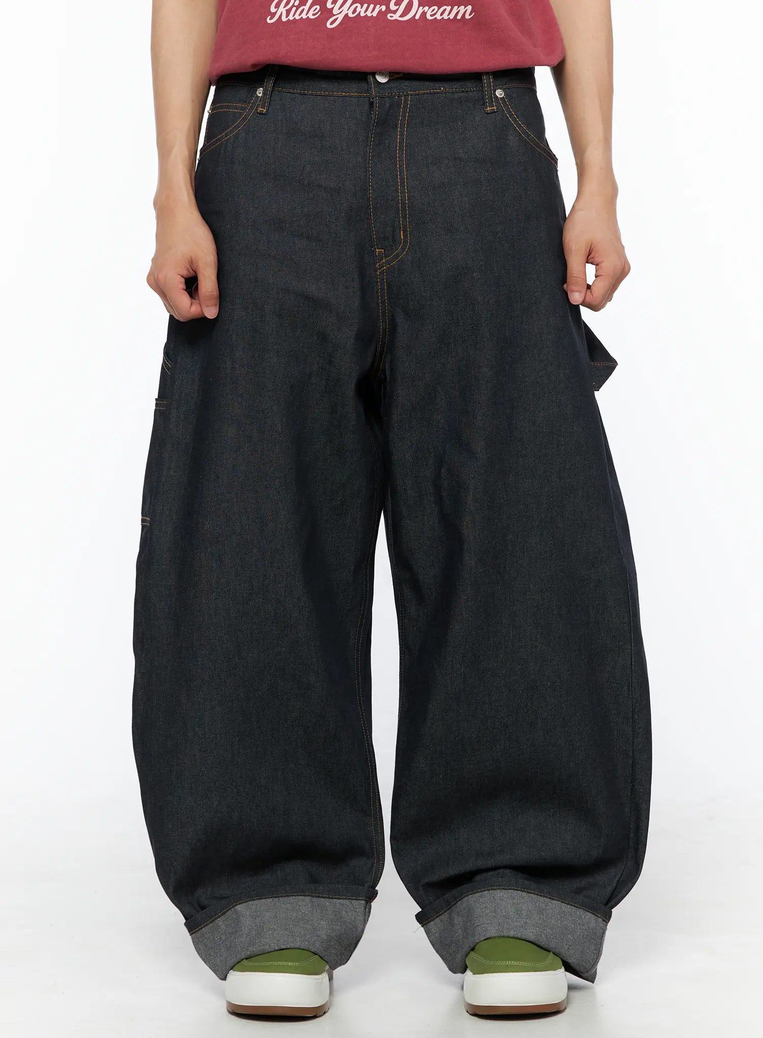 Men's Washed Wide Leg Jeans IL510