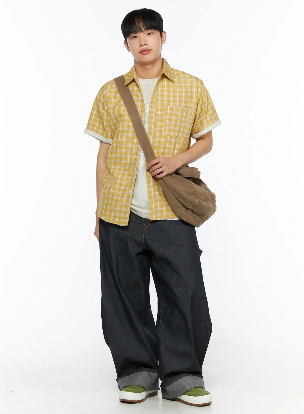 Men's Washed Wide Leg Jeans IL510