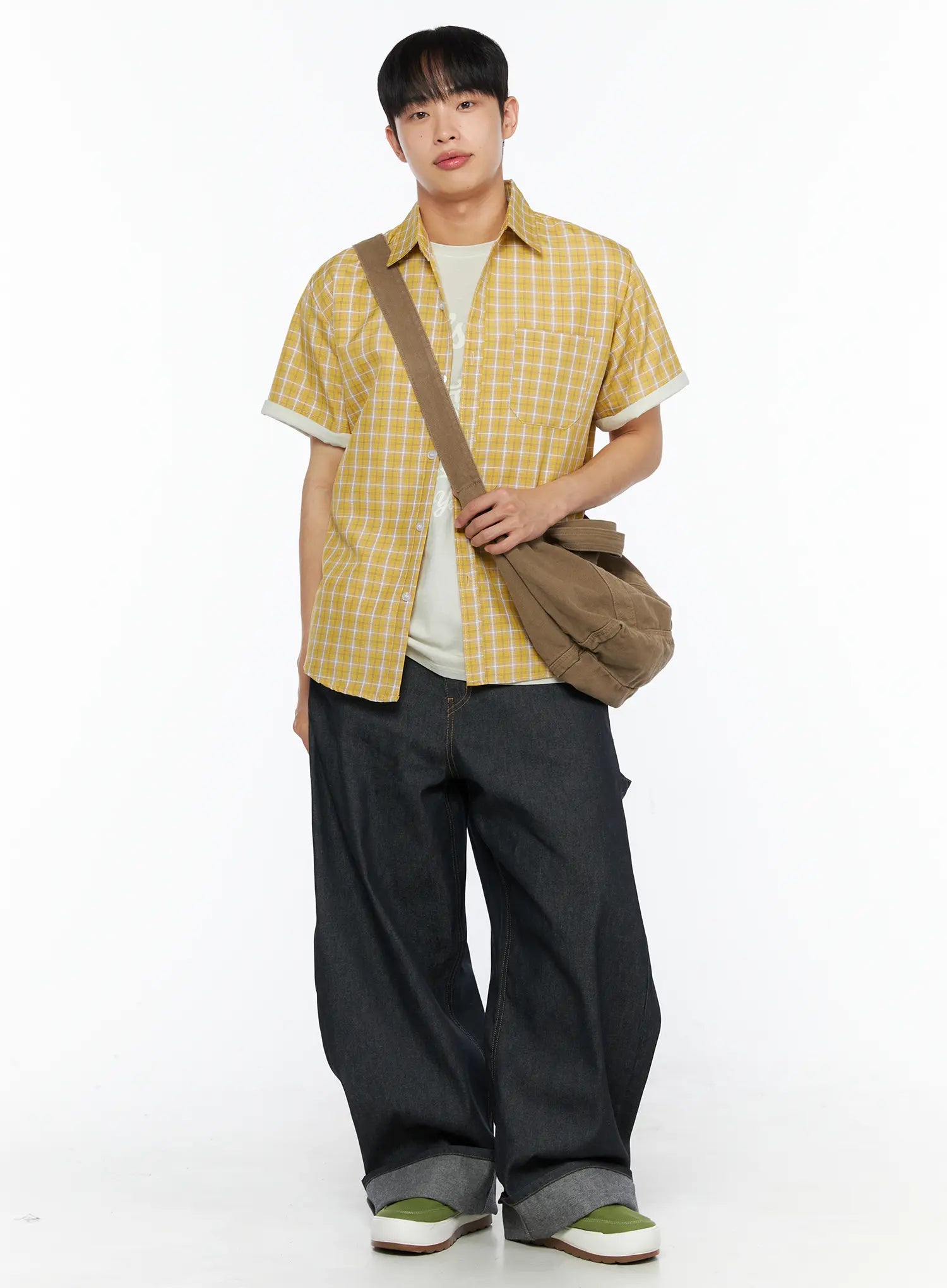 Men's Washed Wide Leg Jeans IL510