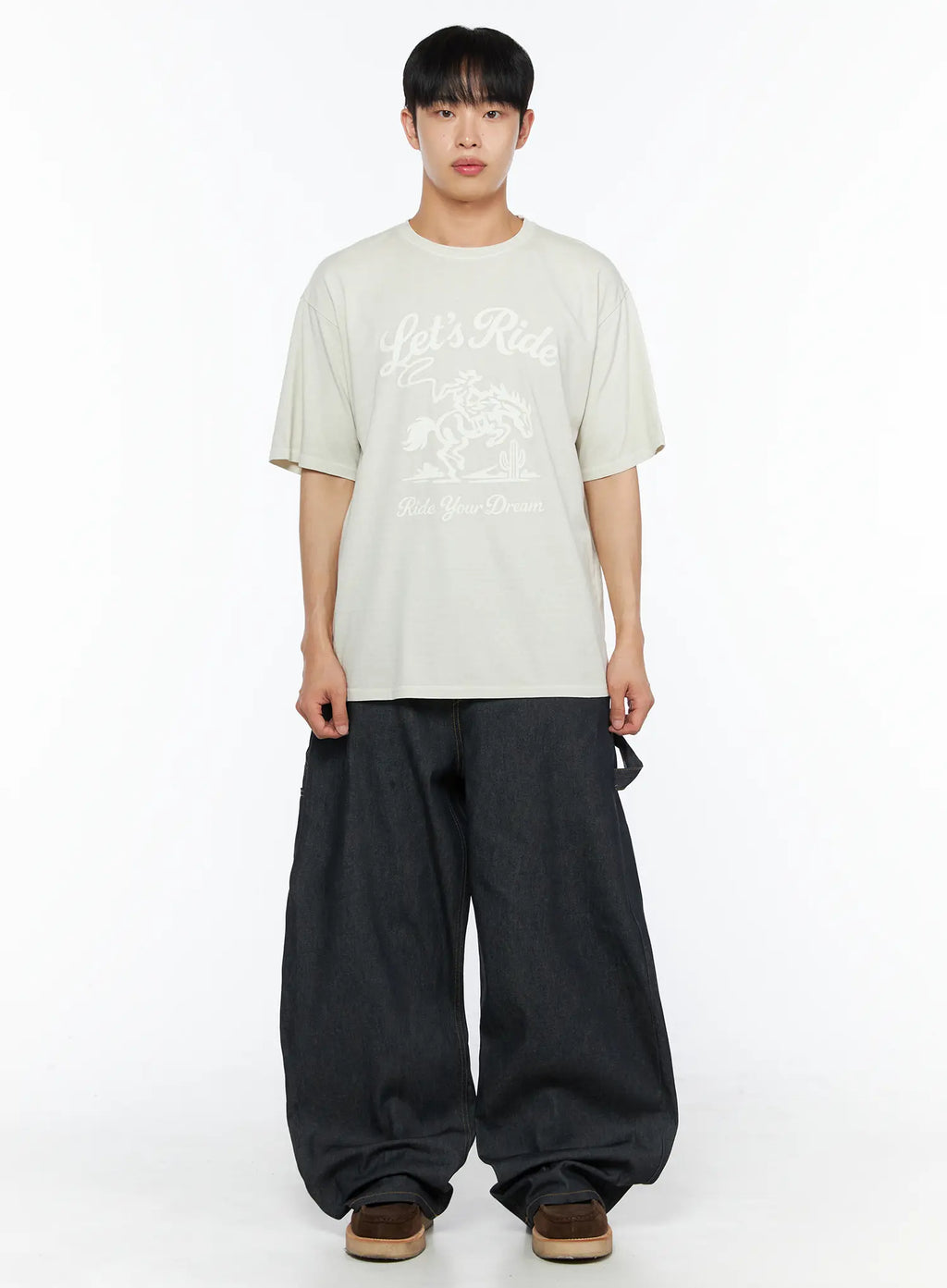 Men's Washed Wide Leg Jeans IL510