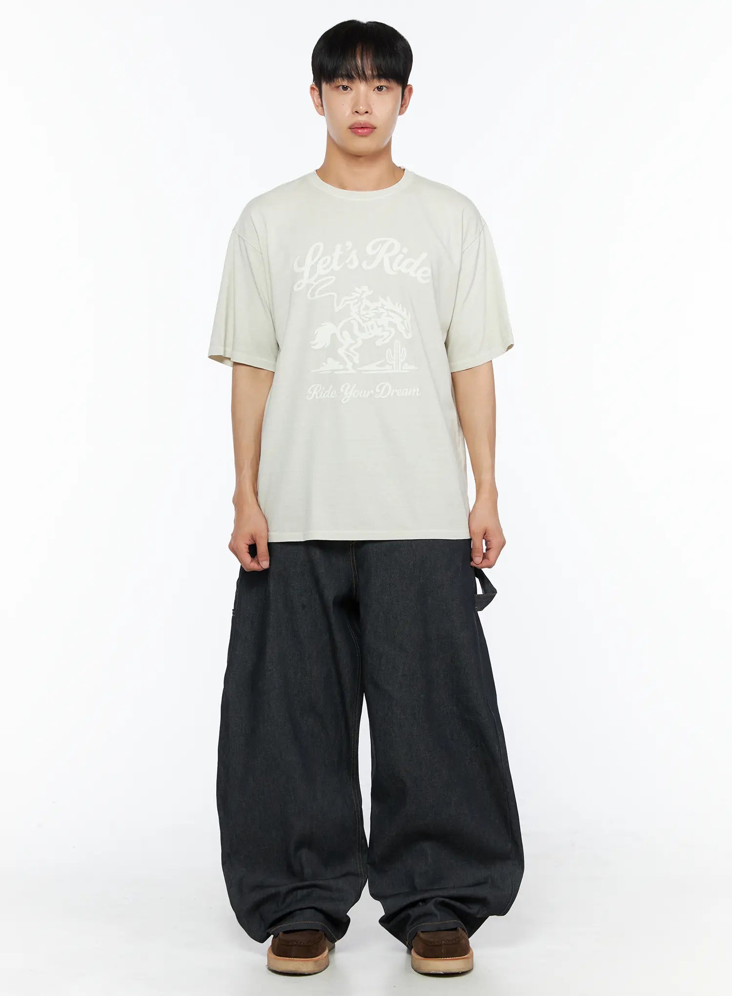 Men's Washed Wide Leg Jeans IL510