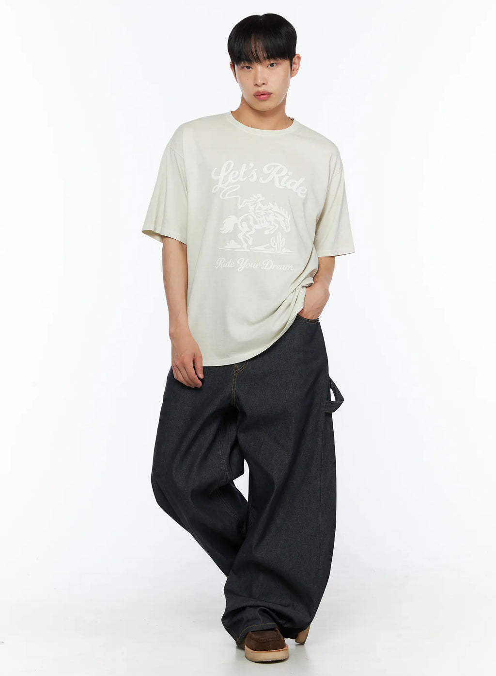 Men's Washed Wide Leg Jeans IL510
