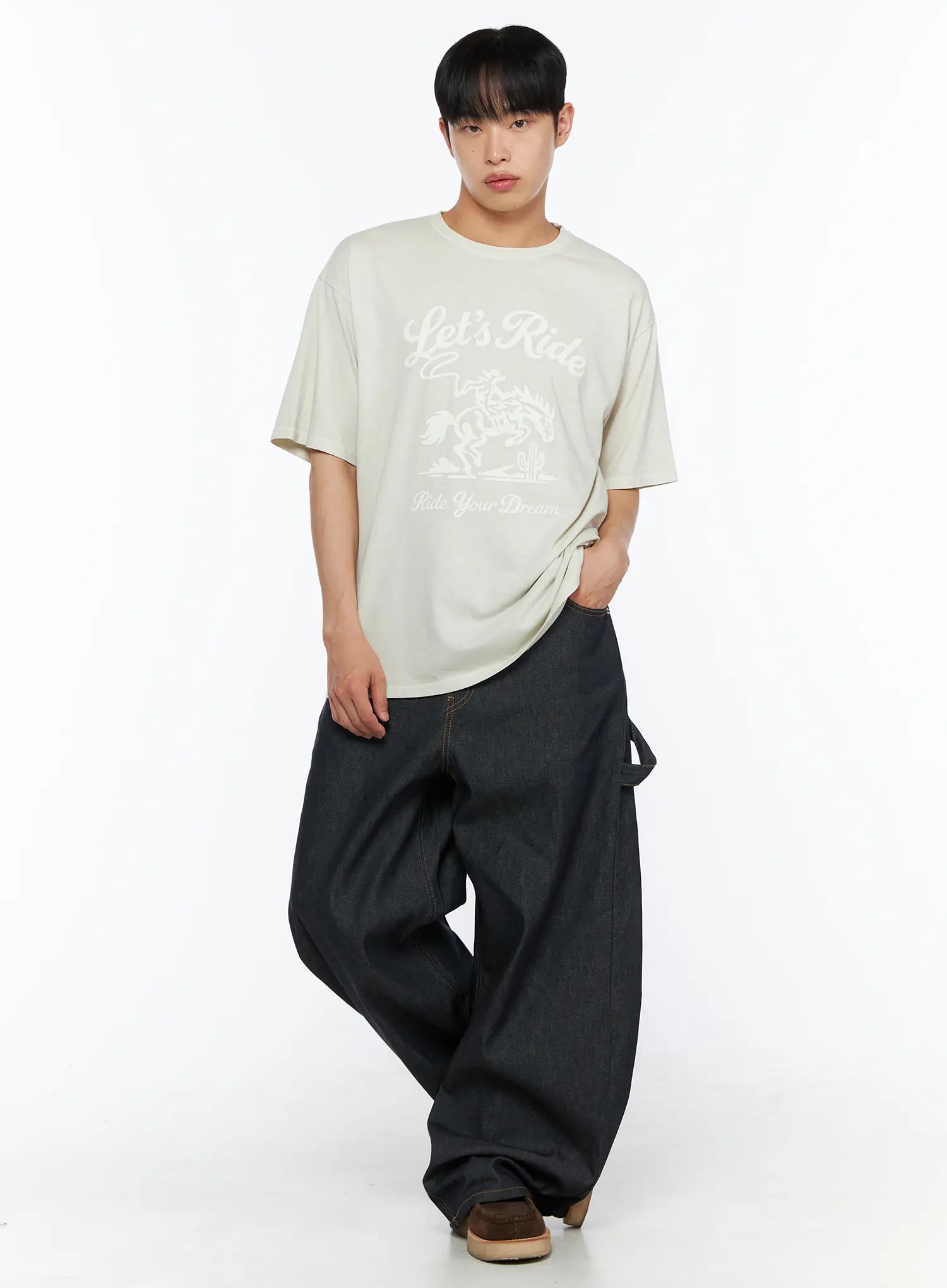 Men's Washed Wide Leg Jeans IL510