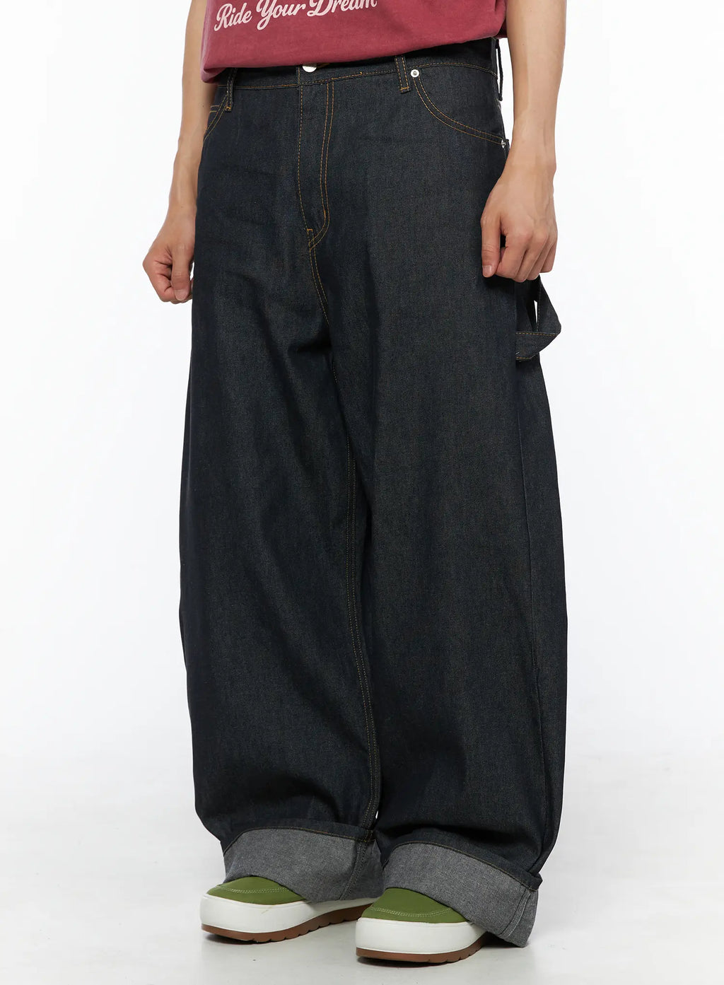 Men's Washed Wide Leg Jeans IL510